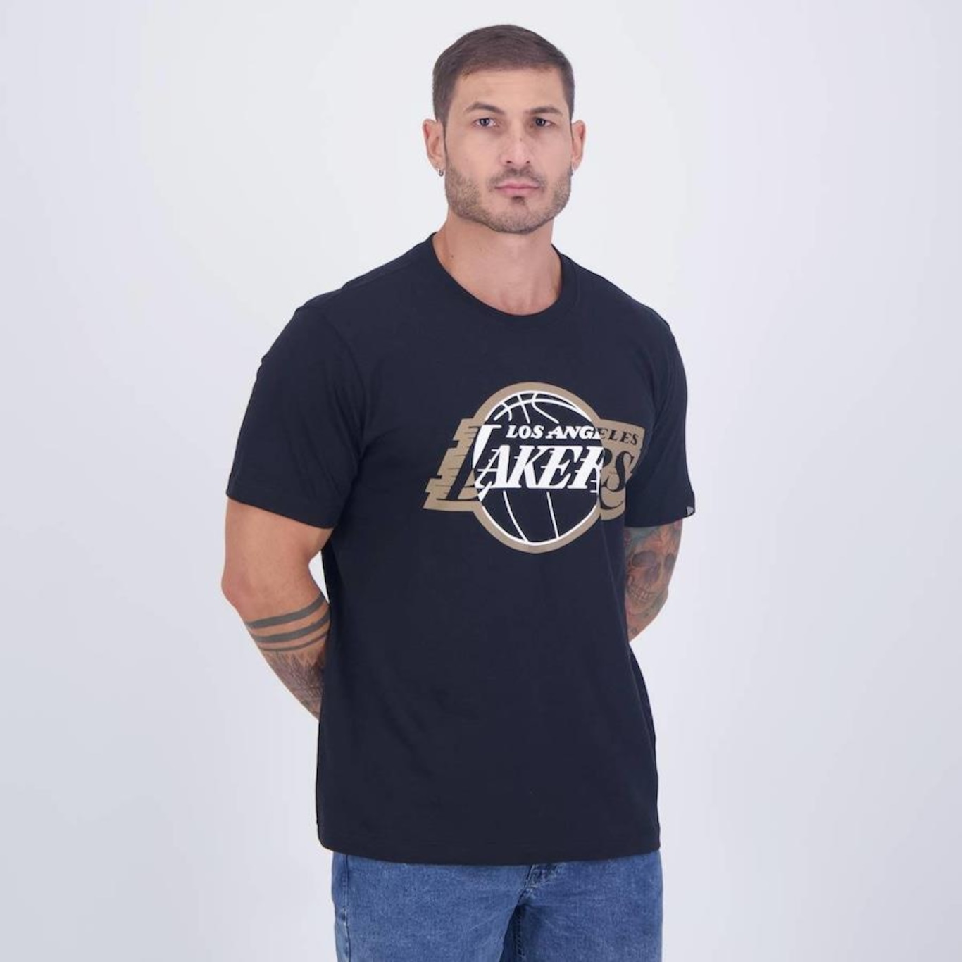 Camiseta New Era Nba Los Angeles Lakers Core Logo - Masculina - Foto 2