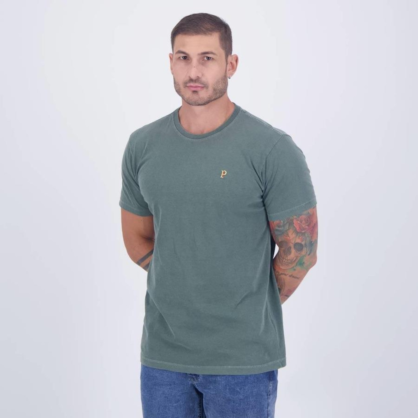 Camiseta Palmeiras Palestra Itália Escudo Betel - Masculina - Foto 1