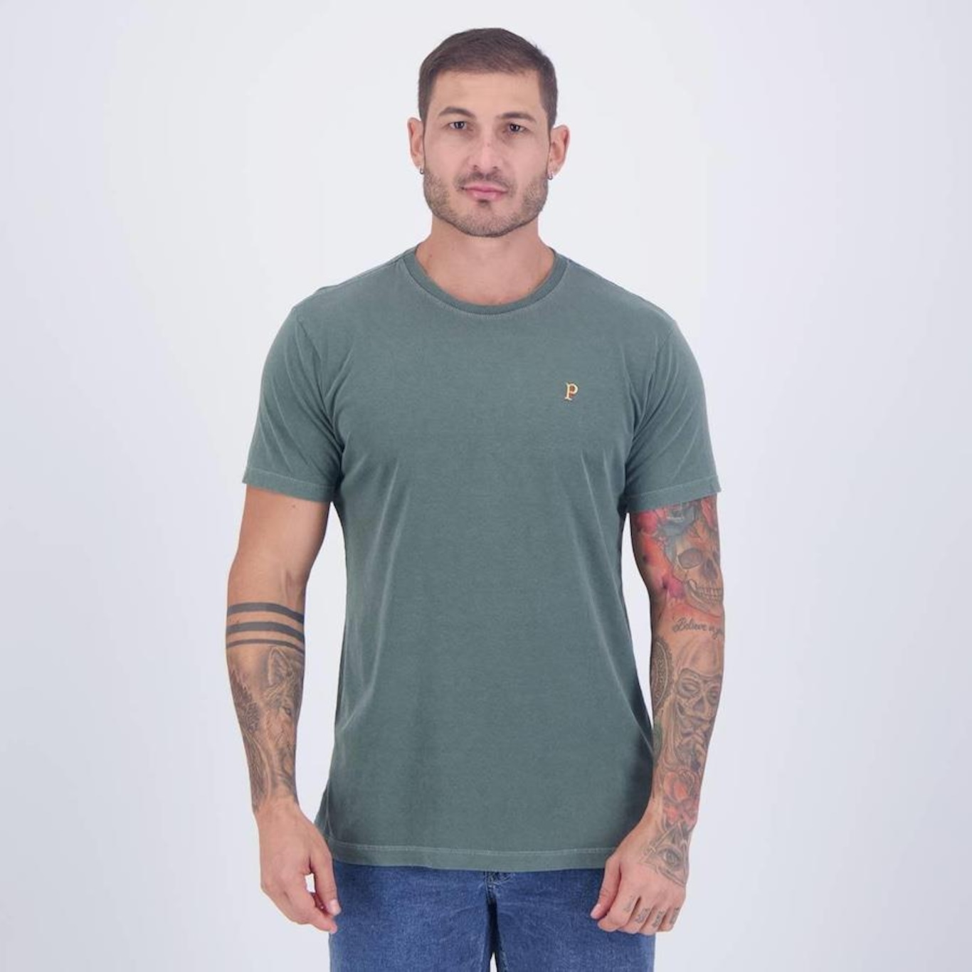 Camiseta Palmeiras Palestra Itália Escudo Betel - Masculina - Foto 4