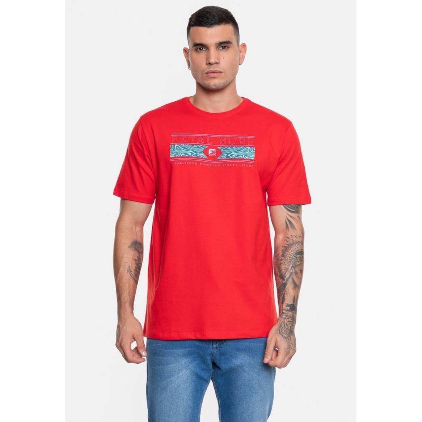 Camiseta Fatal Estampada Metalizada - Masculina - Foto 1