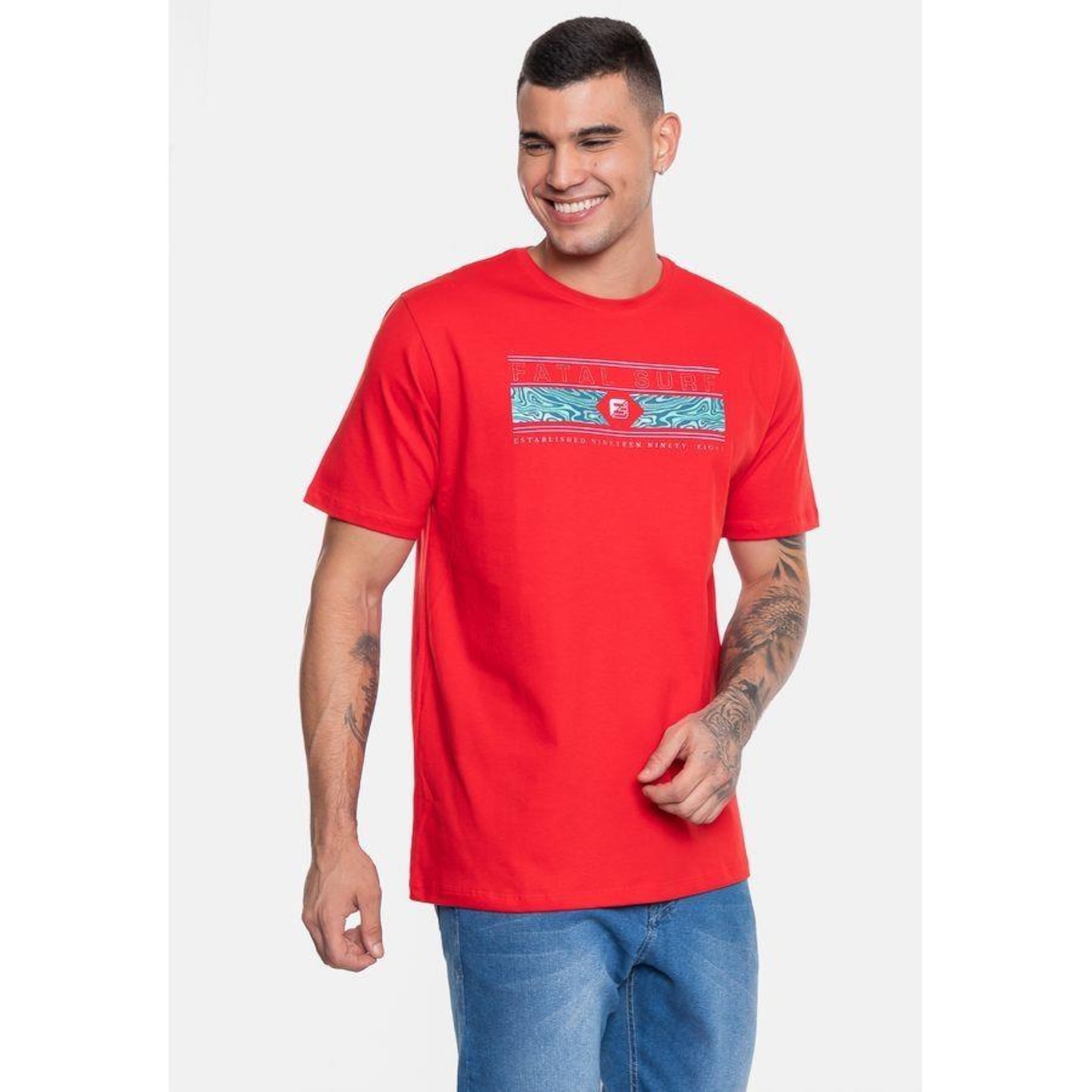 Camiseta Fatal Estampada Metalizada - Masculina - Foto 4