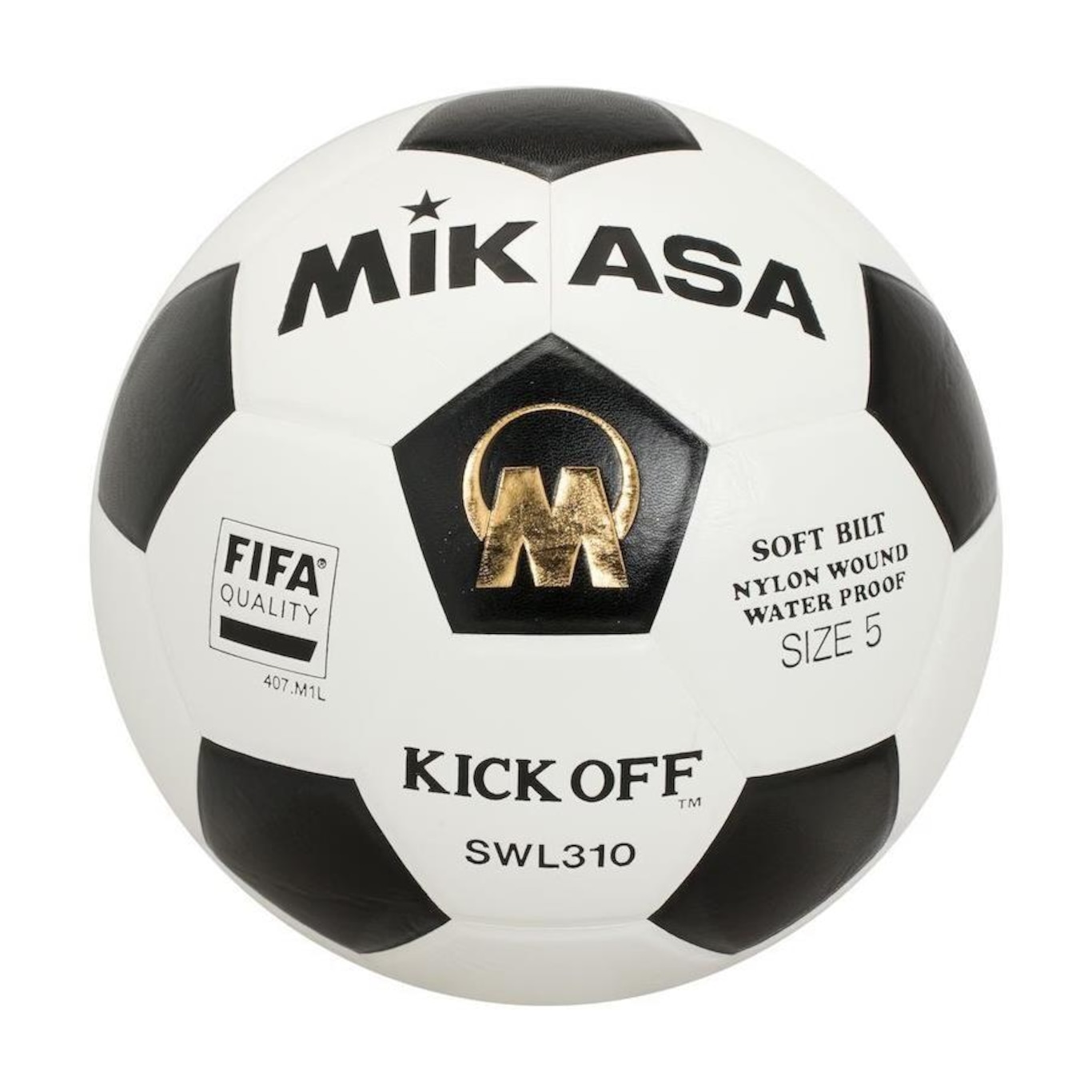 Ballon De Futsal MIKASA SWL-337 - 62 Cm, Cuir Hyde Thermosoudé, Blanc/noir, Adulte