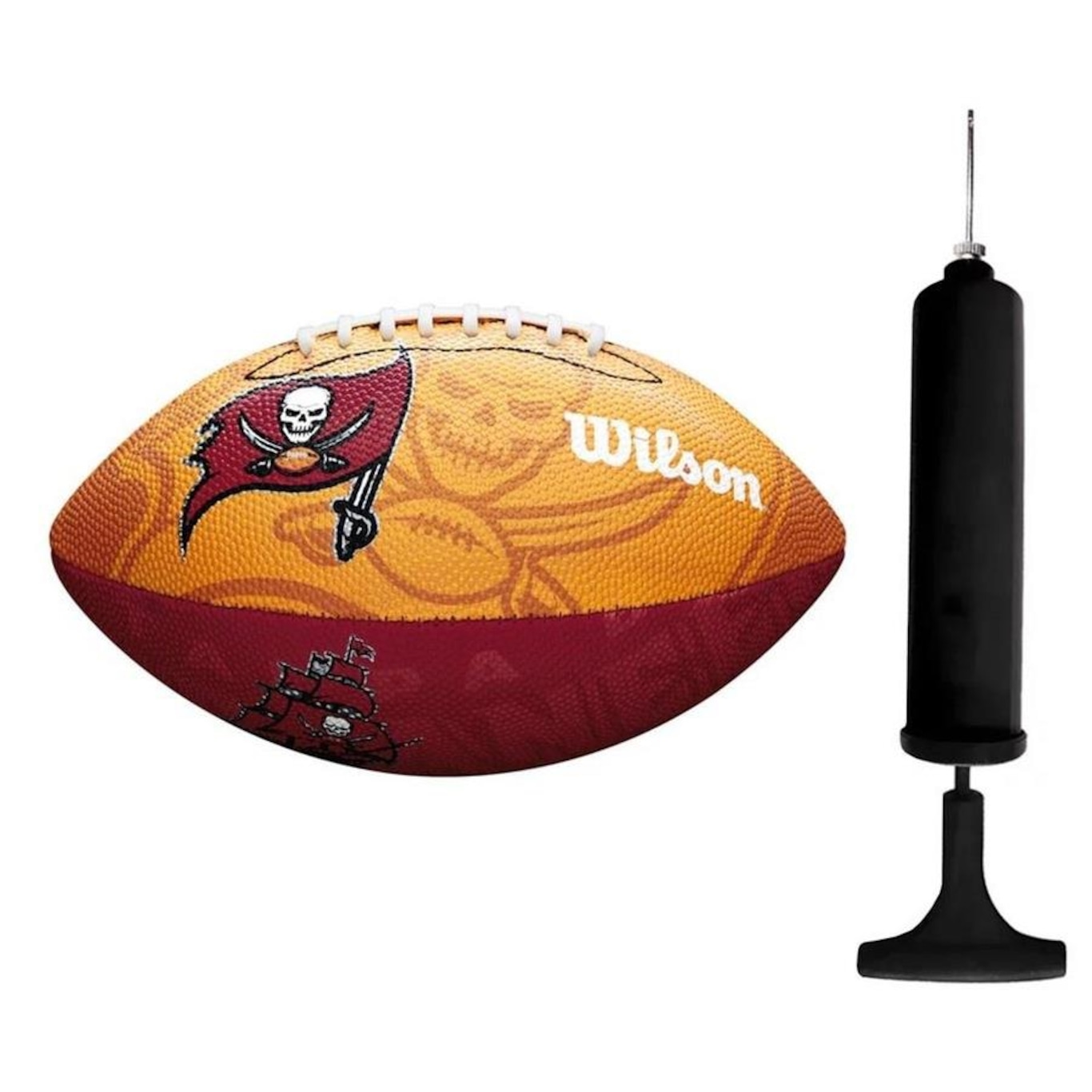 Kit Bola de Futebol Americano Wilson Nfl Tampa Bay Buccaneers + Bomba de Ar - Foto 1