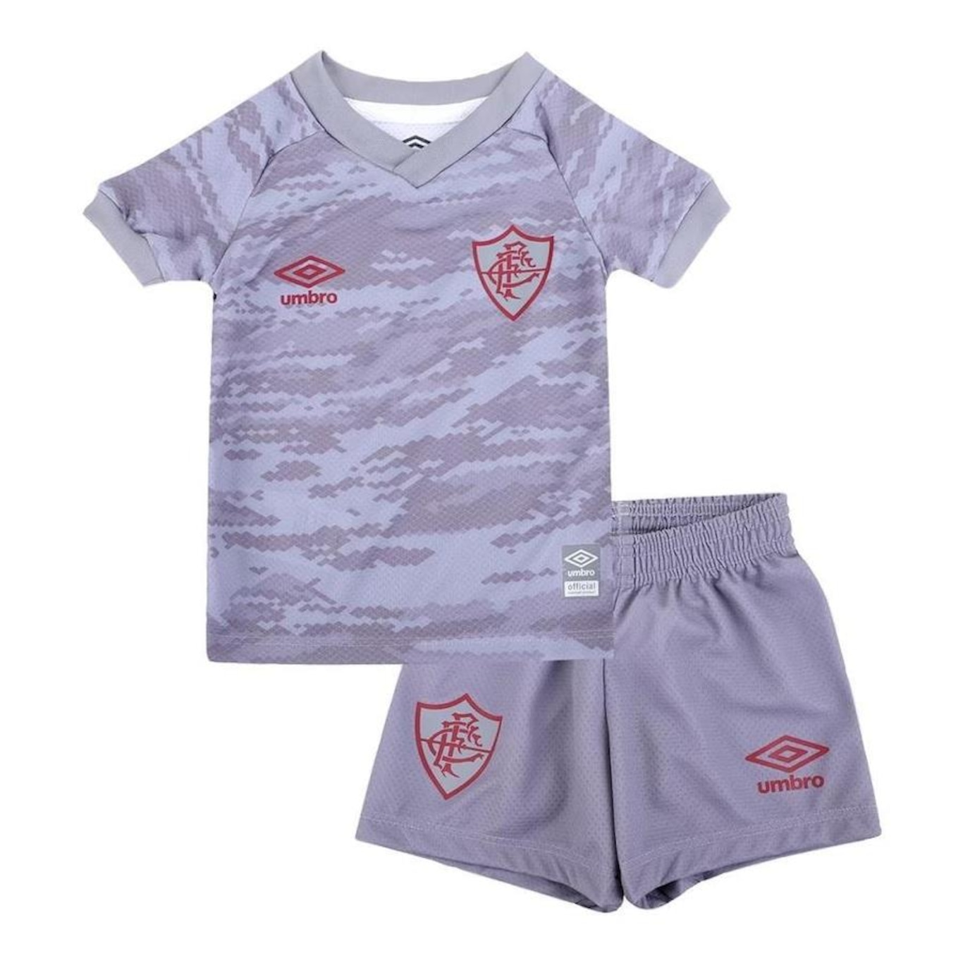 Kit Umbro do Fluminense Oficial 3 2021 com Camisa + Calção - Infantil - Foto 1