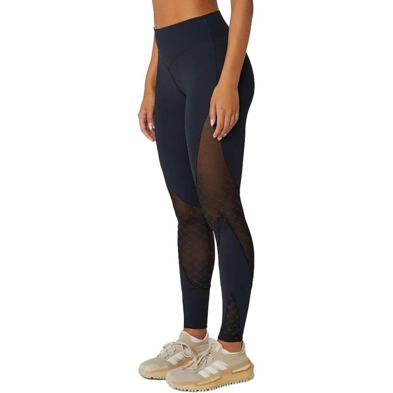 Calça Legging Alto Giro Sobreposição Tule - Feminina - Foto 3