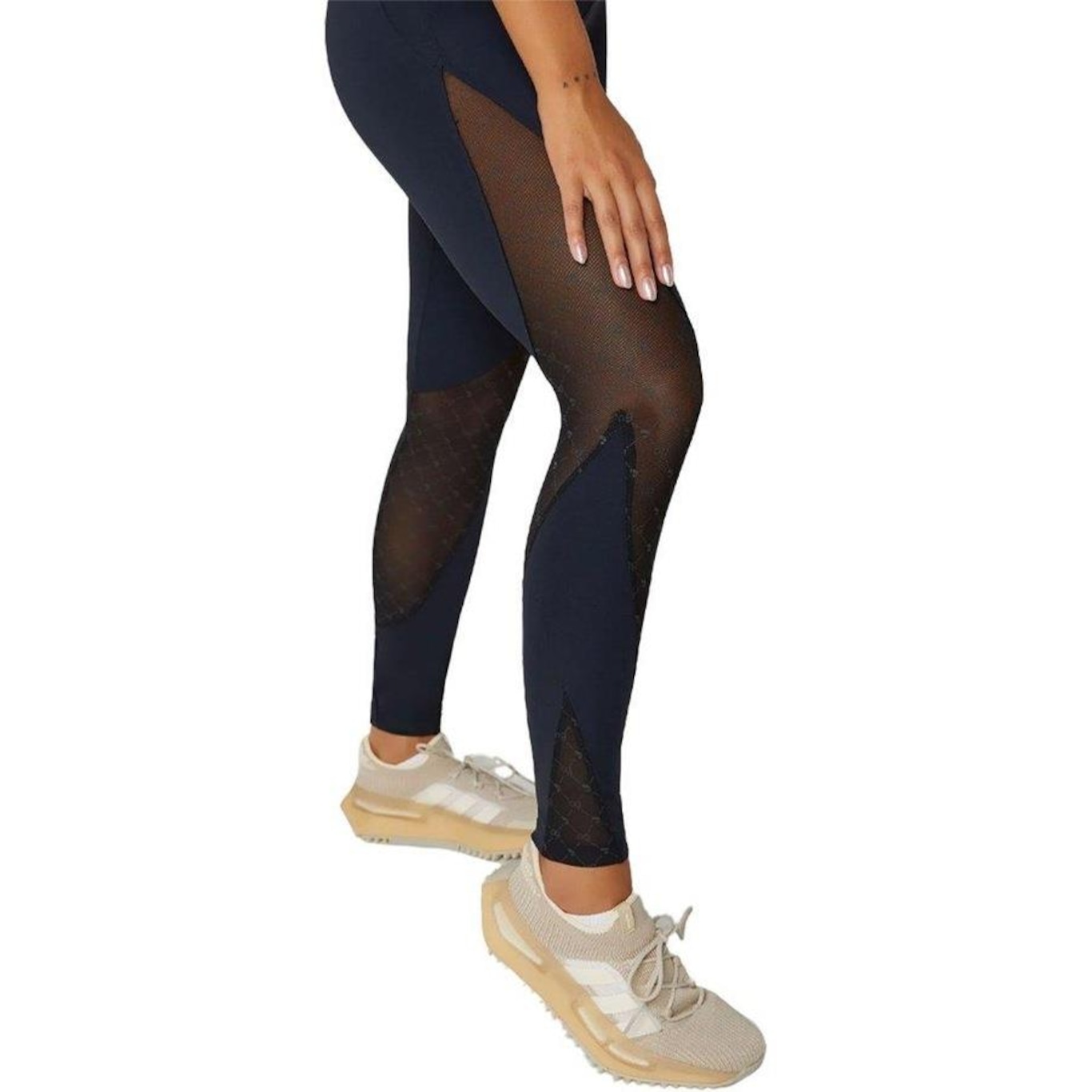 Calça Legging Alto Giro Sobreposição Tule - Feminina - Foto 4