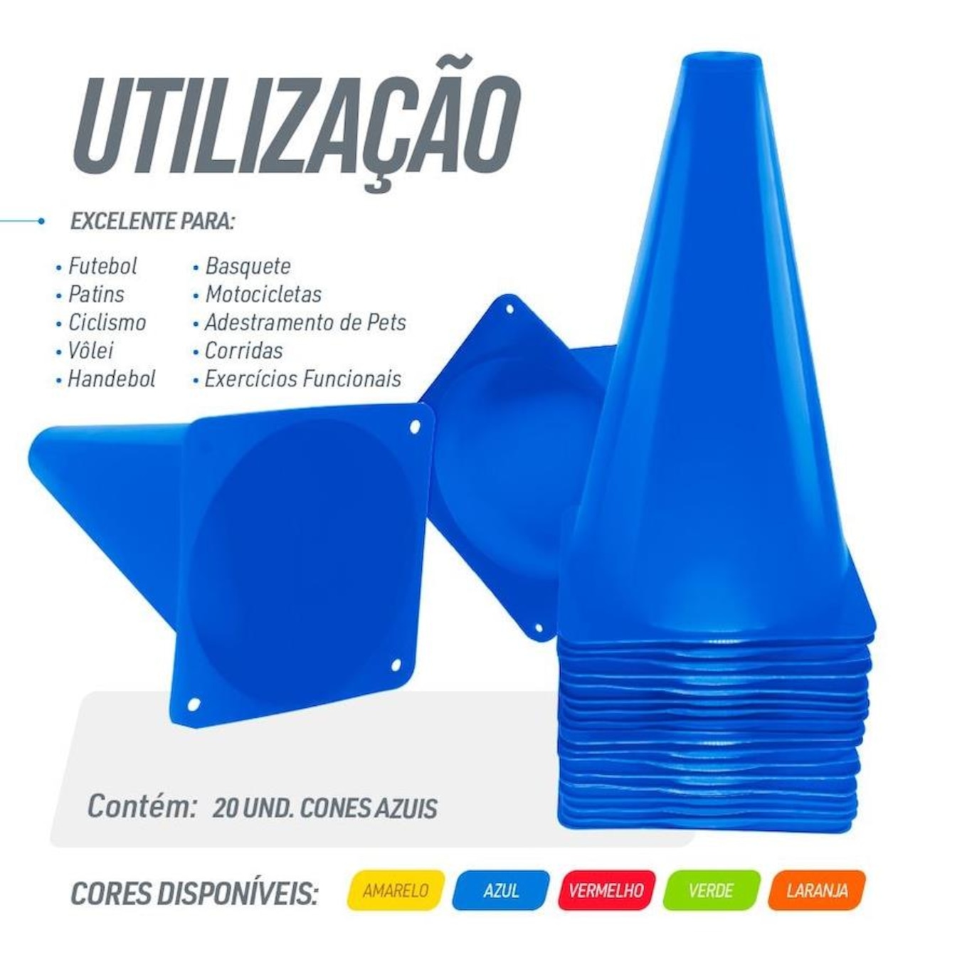 Kit 20 Unidades Cones Agilidade 23Cm Pista e Campo - Foto 4