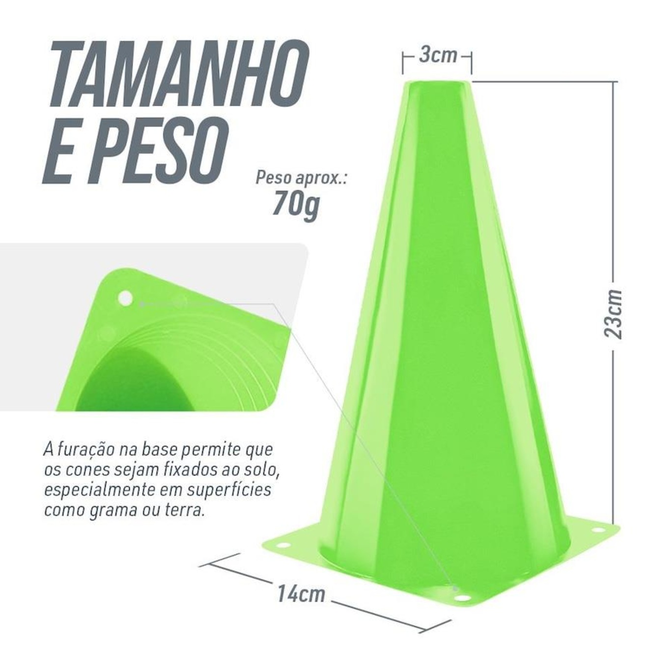 Kit 20 Unidades Cones Agilidade 23Cm Pista e Campo - Foto 3