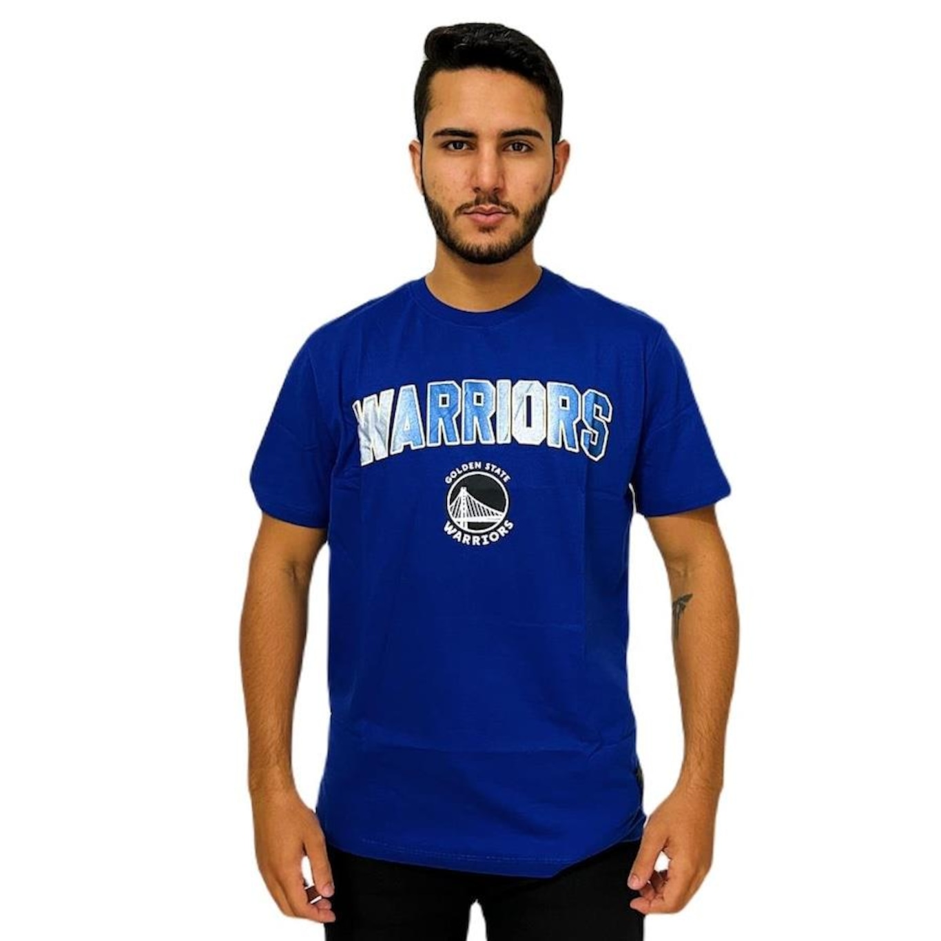 Camiseta Nba Golden State Warriors Metallic Basquete - Masculina - Foto 1