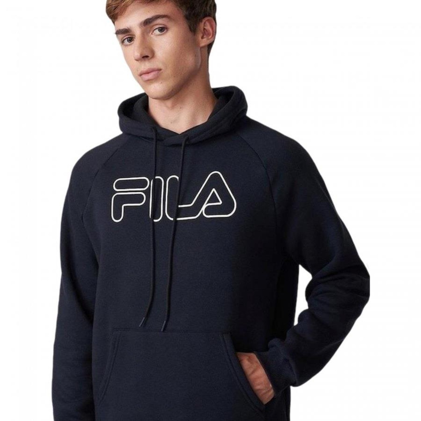 Blusão de Moletom Canguru Fila Letter Winter Outline - Masculino - Foto 6