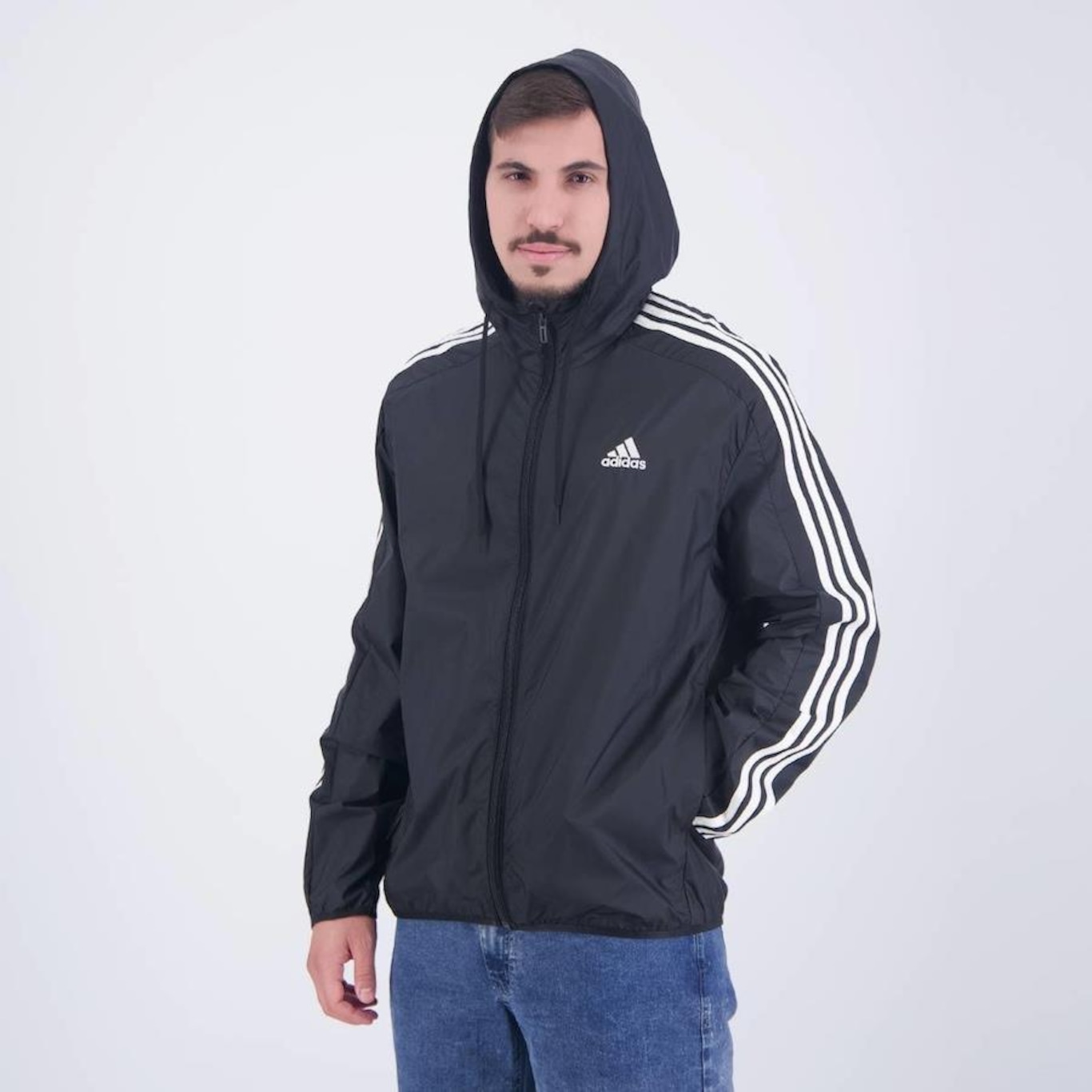 Jaqueta com Capuz adidas Corta Vento 3 Stripes - - Foto 3