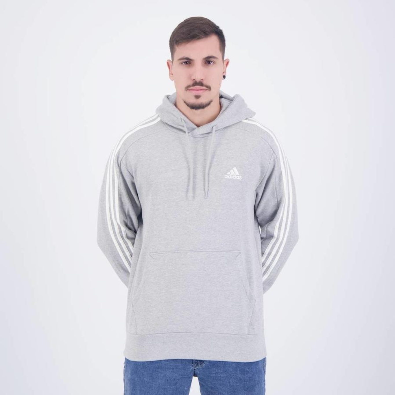 Blusão de Moletom adidas 3 Listras - Masculino - Foto 1