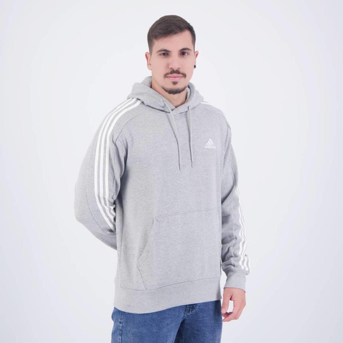 Blusão de Moletom adidas 3 Listras - Masculino - Foto 2