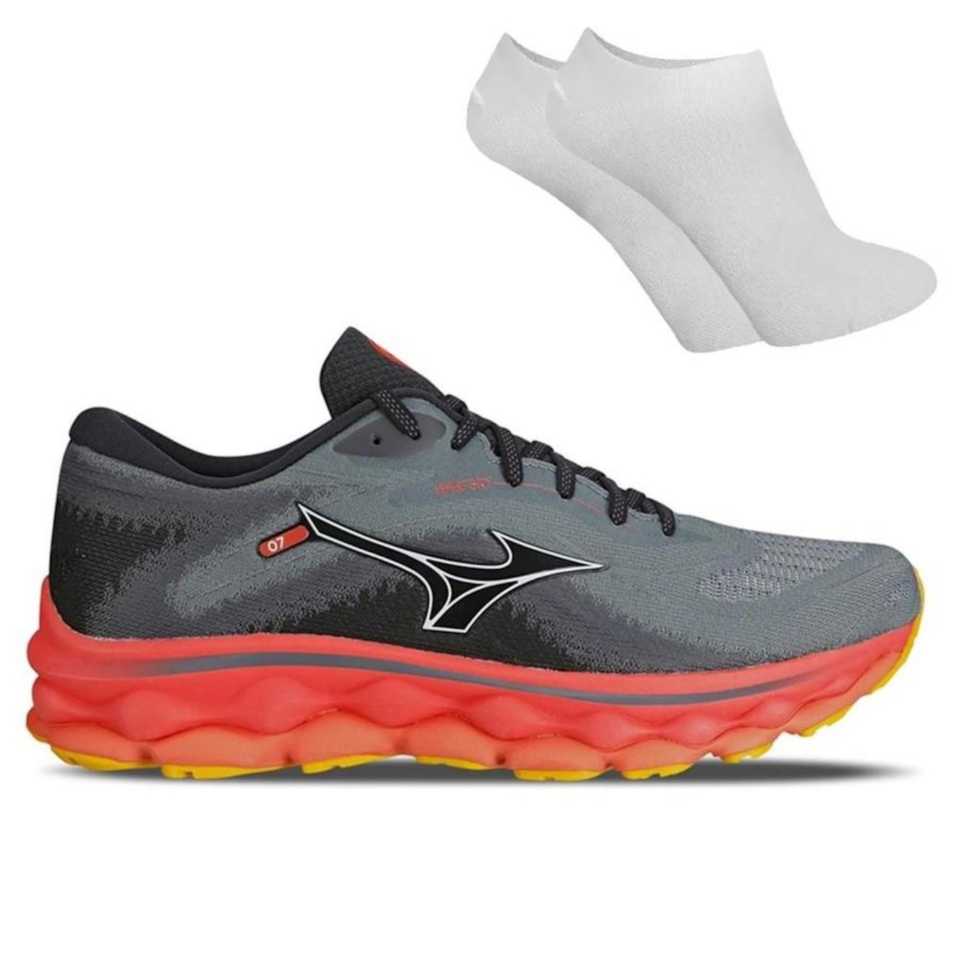 Tênis Mizuno Wave Sky 7 + Par de Meia - Masculino - Foto 1