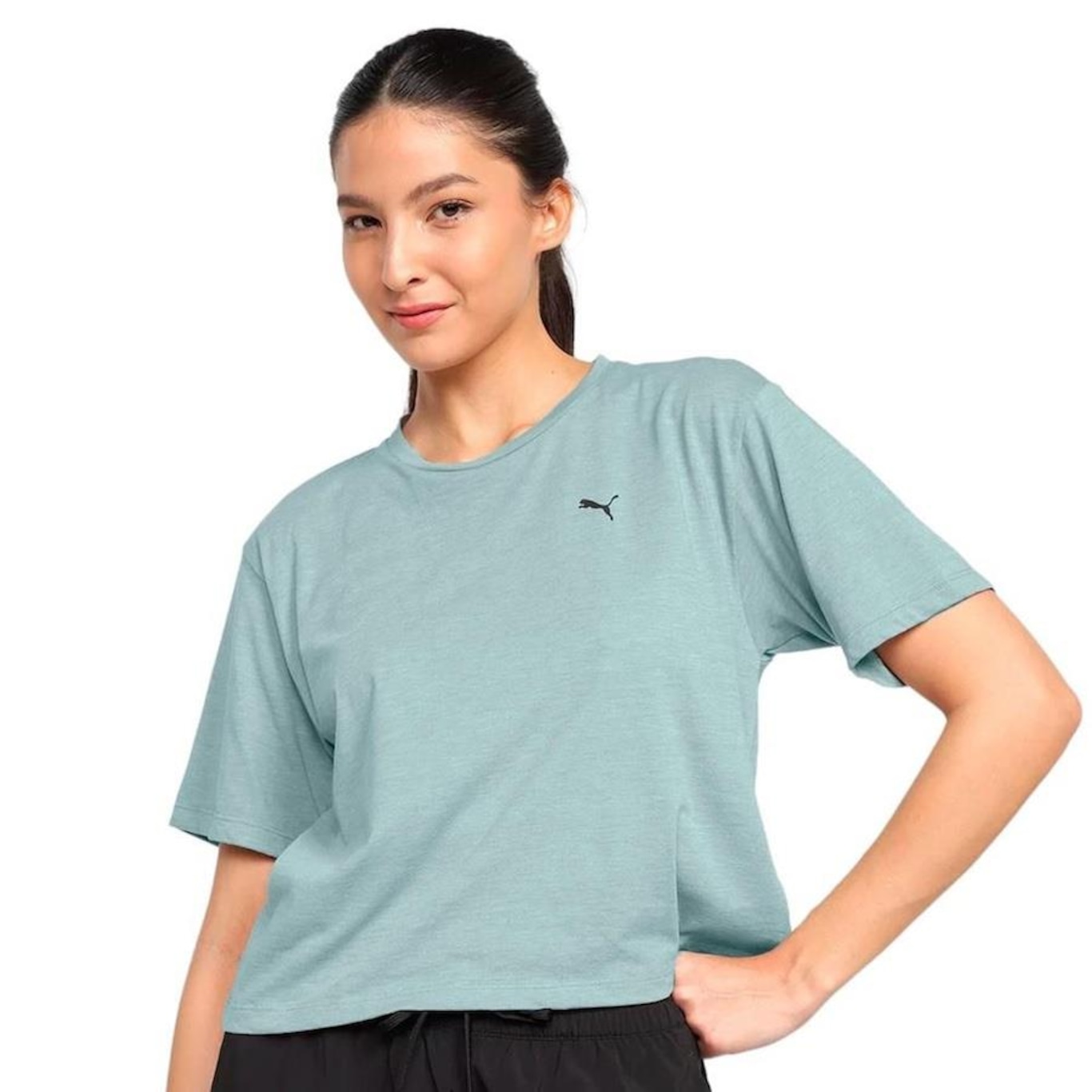 Camiseta Cropped Puma Performance Heather - Feminina - Foto 1