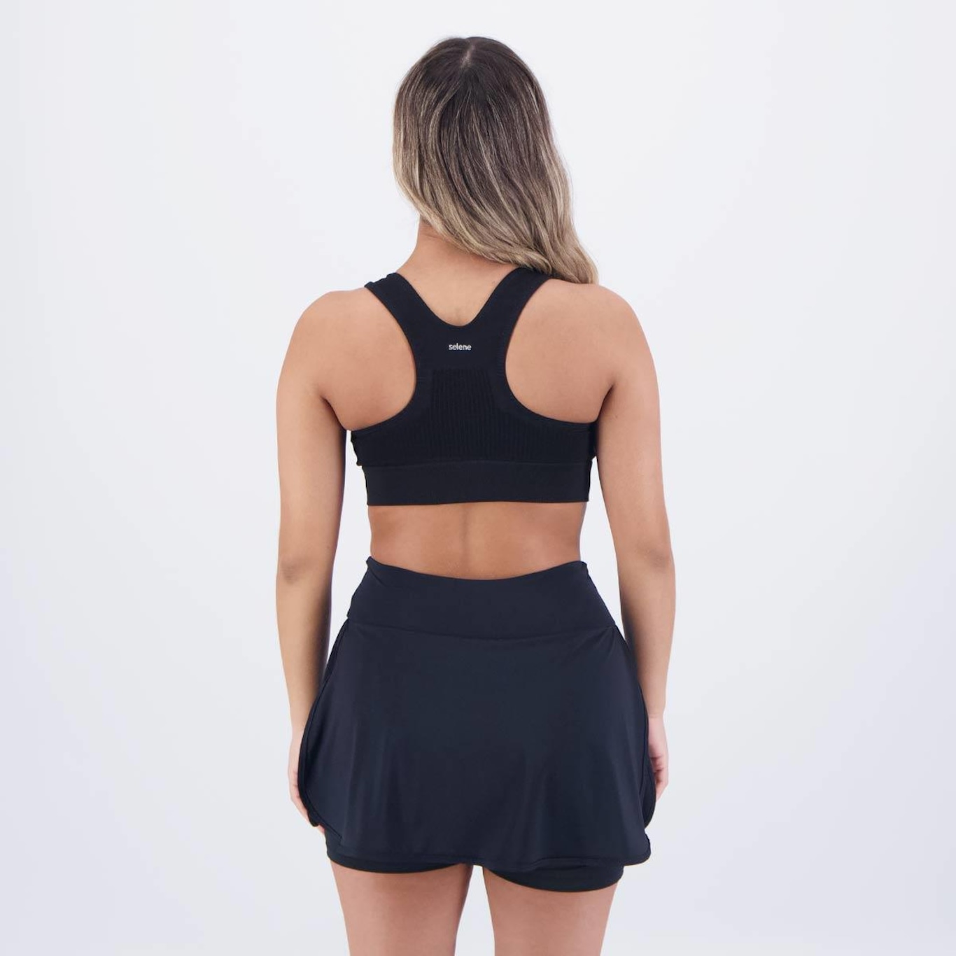 Conjunto selene Top Fitness com Bojo sem Costura + Shorts Saia - Feminino - Foto 5