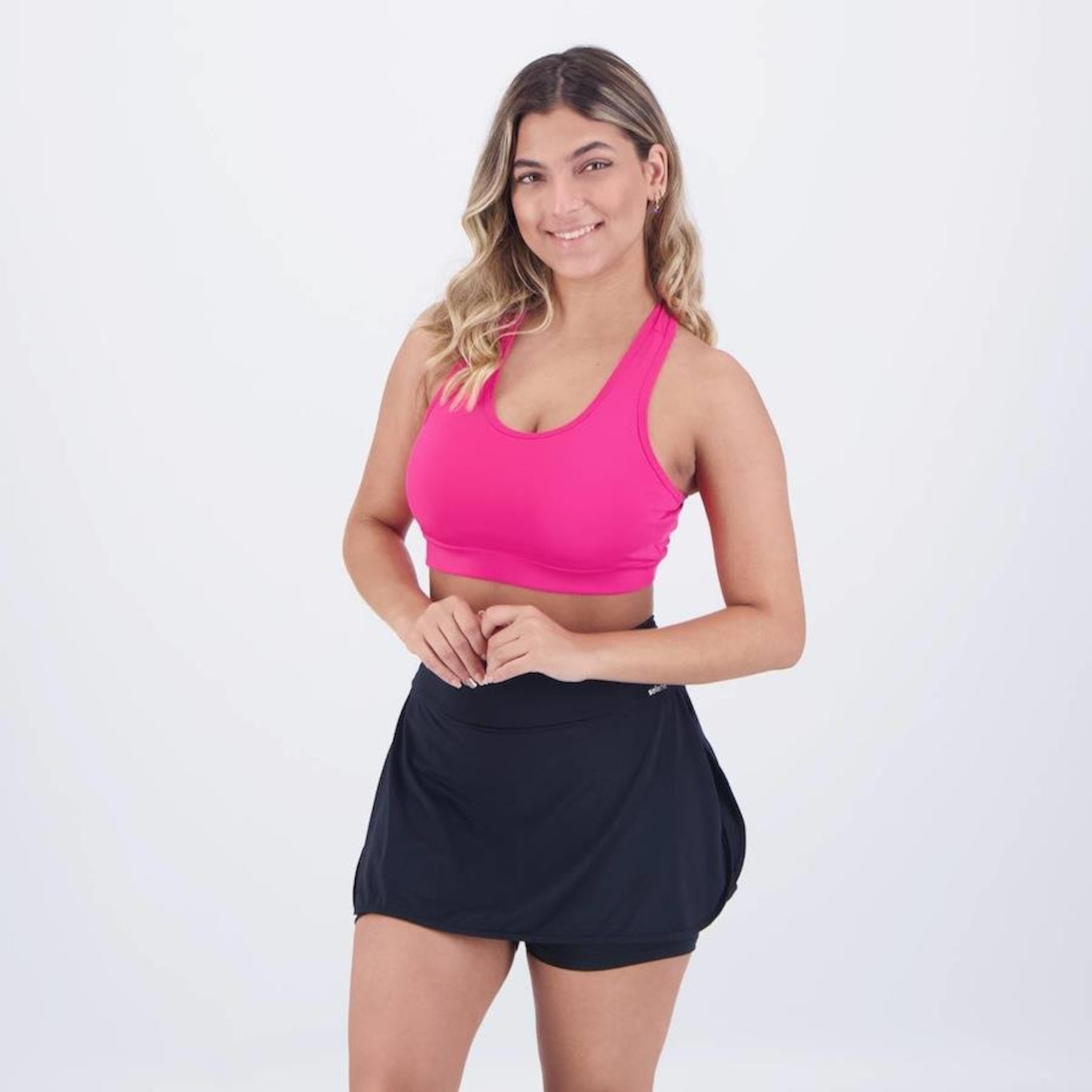 Conjunto Selene: Top Fitness com Bojo + Shorts Saia II - Feminino - Foto 2