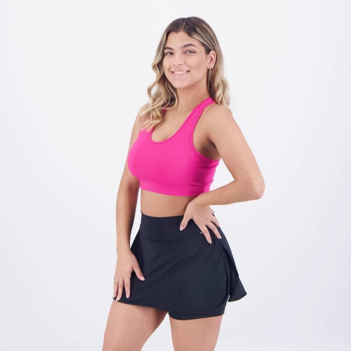 Conjunto Selene: Top Fitness com Bojo + Shorts Saia II - Feminino - Foto 4