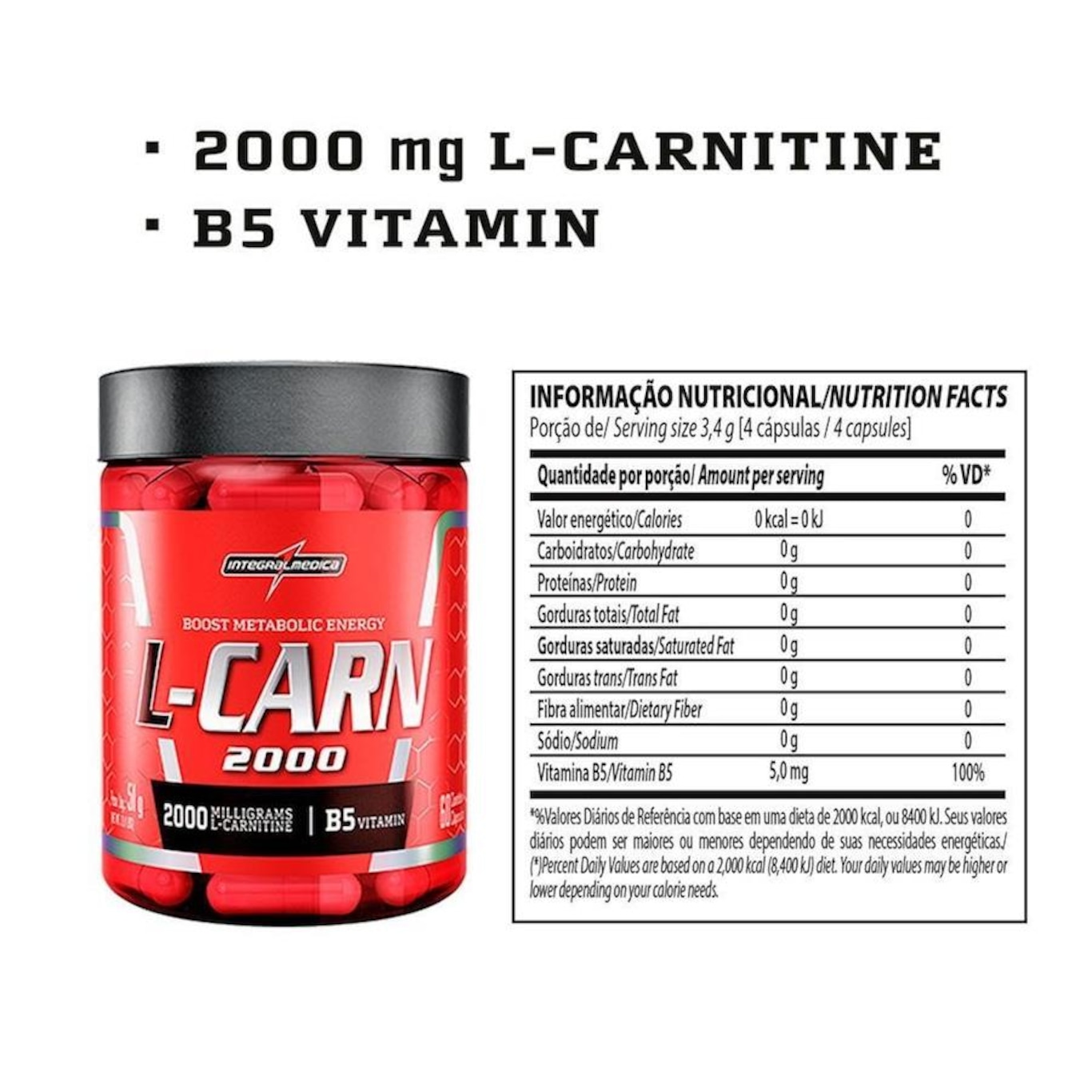 L-Carnitina 60 Cápsulas Integralmédica - Foto 2