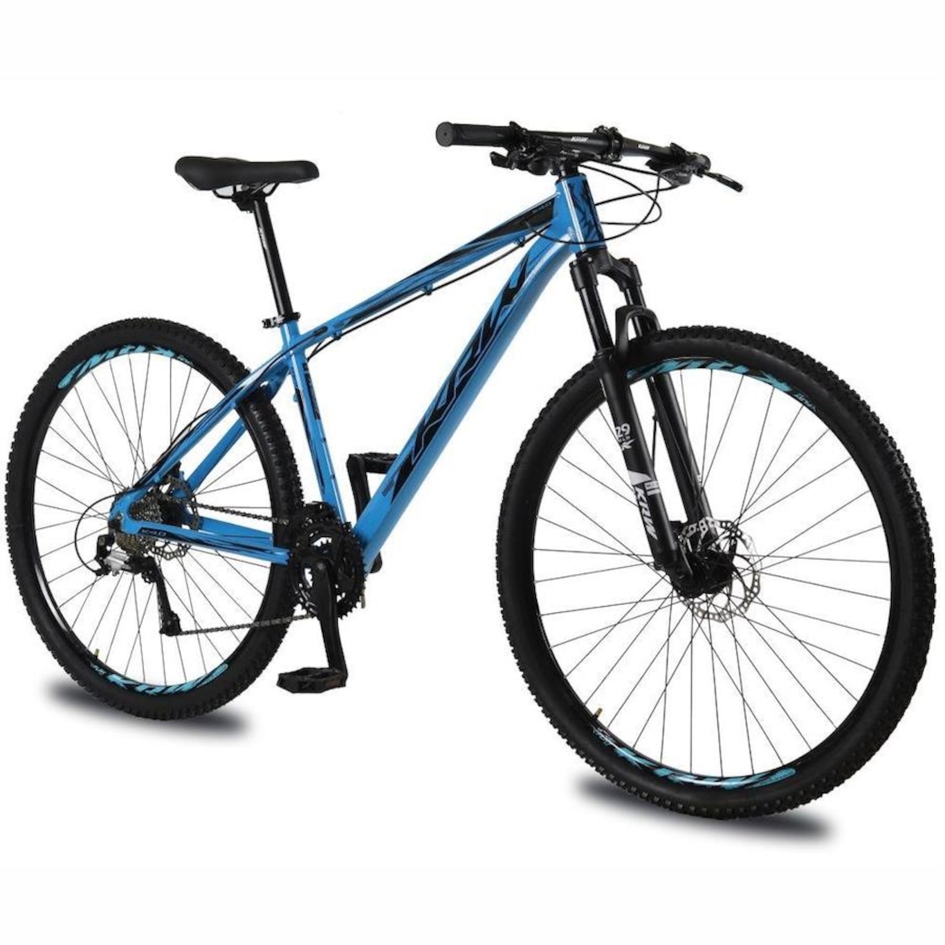 Bicicleta Aro 29 Krw Alumínio 27 Vel Shimano Acera Freio Hidráulico Suspensão C/ Trava de Ombro Kr10 - Foto 1