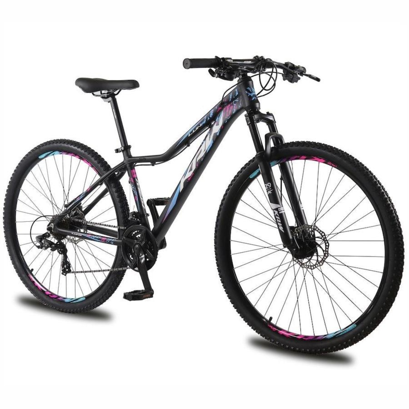 Bicicleta aro 29 Krw Alumínio - Shimano Tz 24 Velocidades - Freio Hidráulico - Suspensão Mountain Bike Kr8 - Adulto - Foto 1