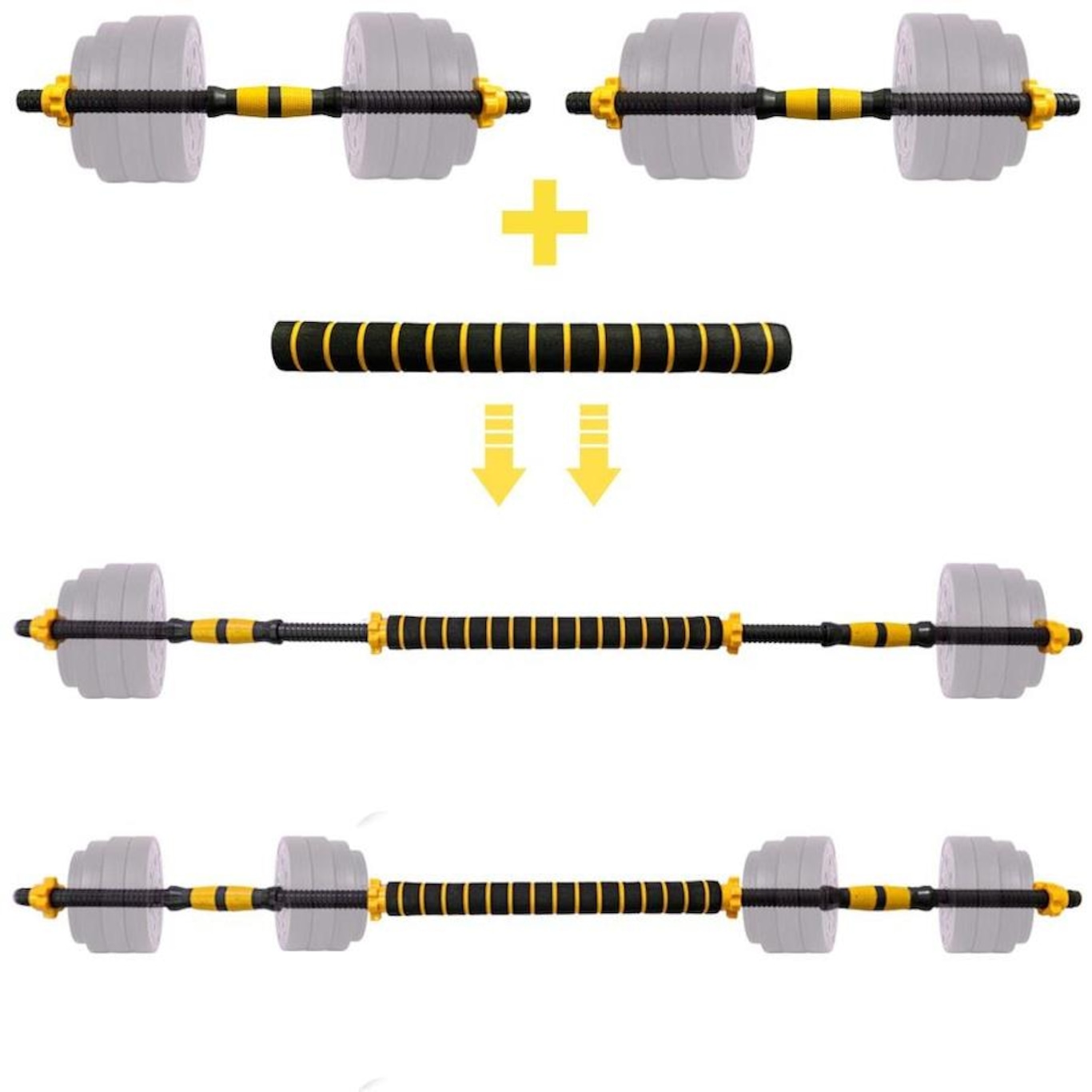 Barra Supino Halter Musculação E Conector Yangfit Kit 2 Em 1 - Foto 2