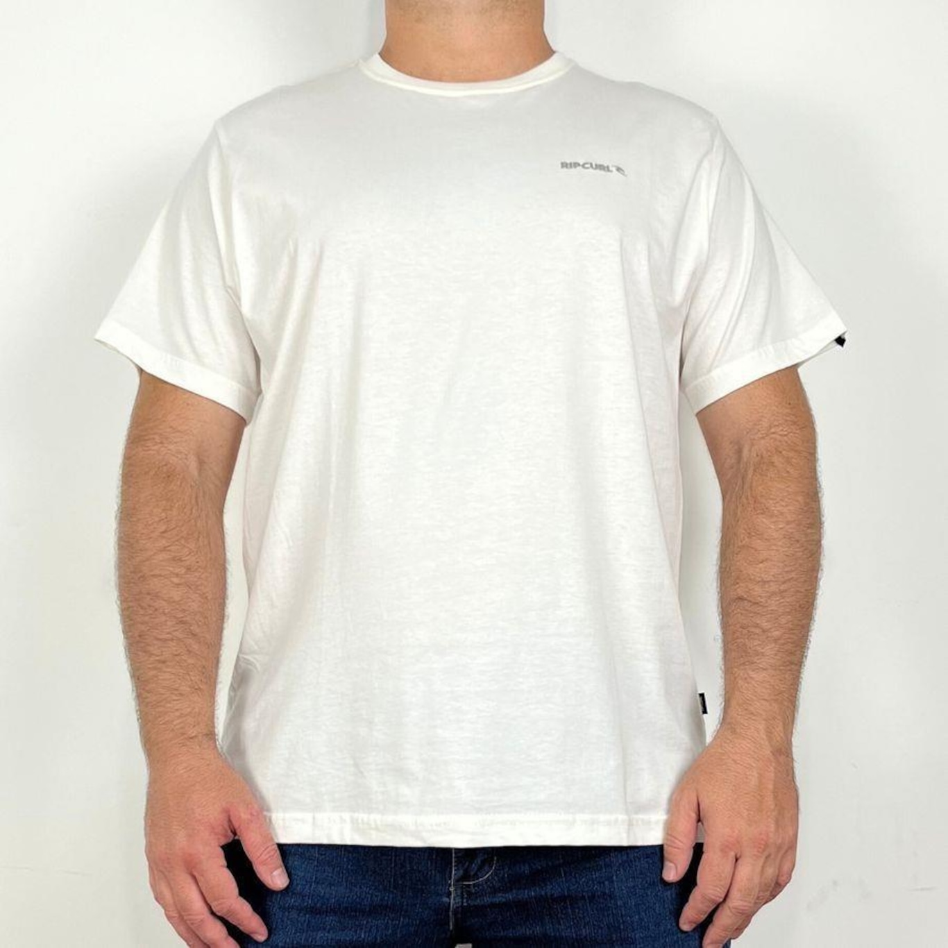 Camiseta Rip Curl Brand Logo Bone Tamanho Grande - Rip Curl - Masculino - Foto 1