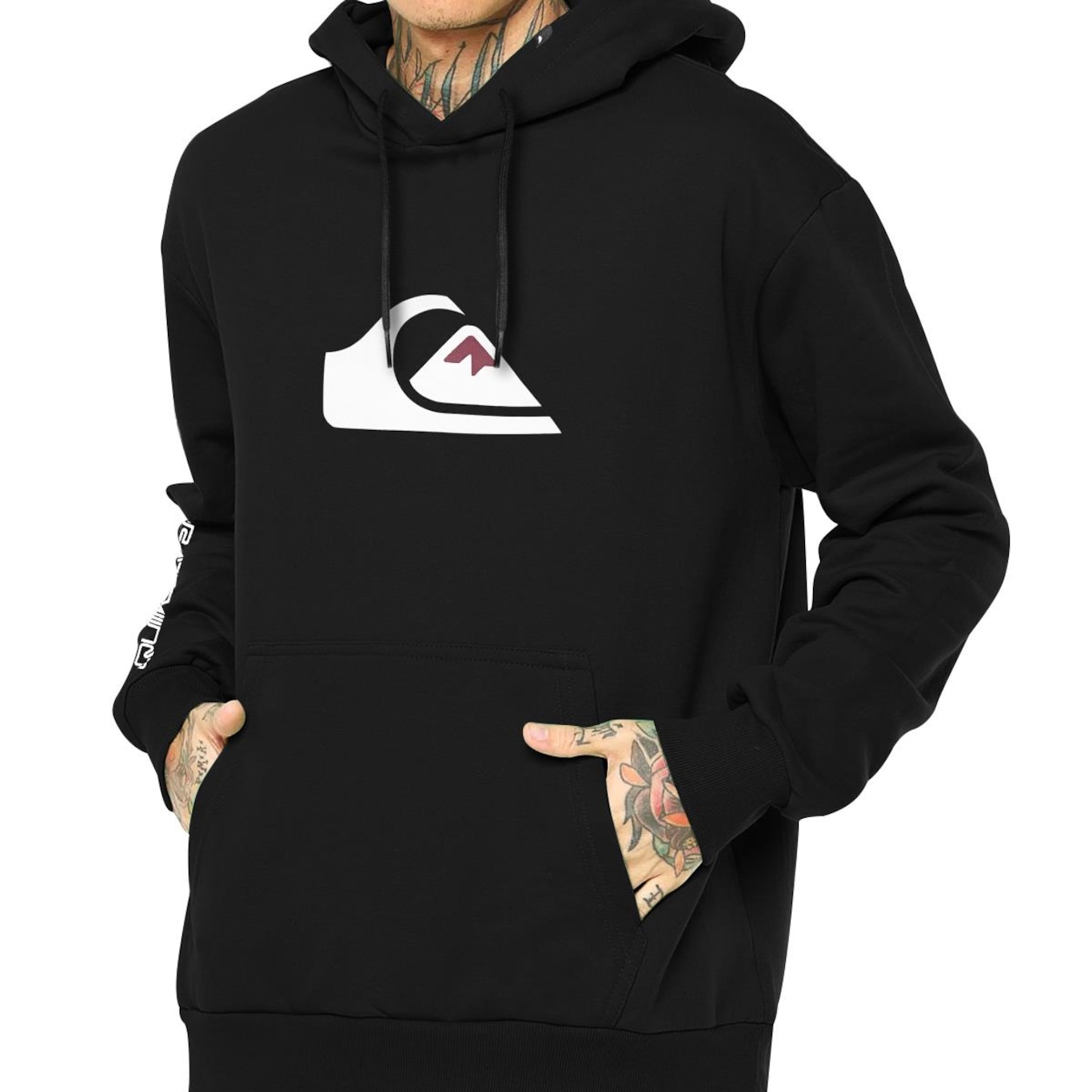 Blusão de Moletom Quiksilver Comp Logo Reforçado 305G com Capuz - Masculino - Foto 3