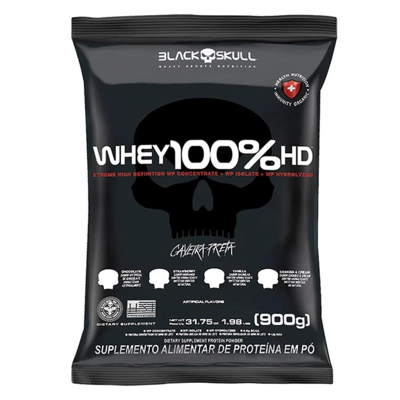 Whey Protein Black Skull 100% HD Refil - Chocolate - 900g - Foto 1