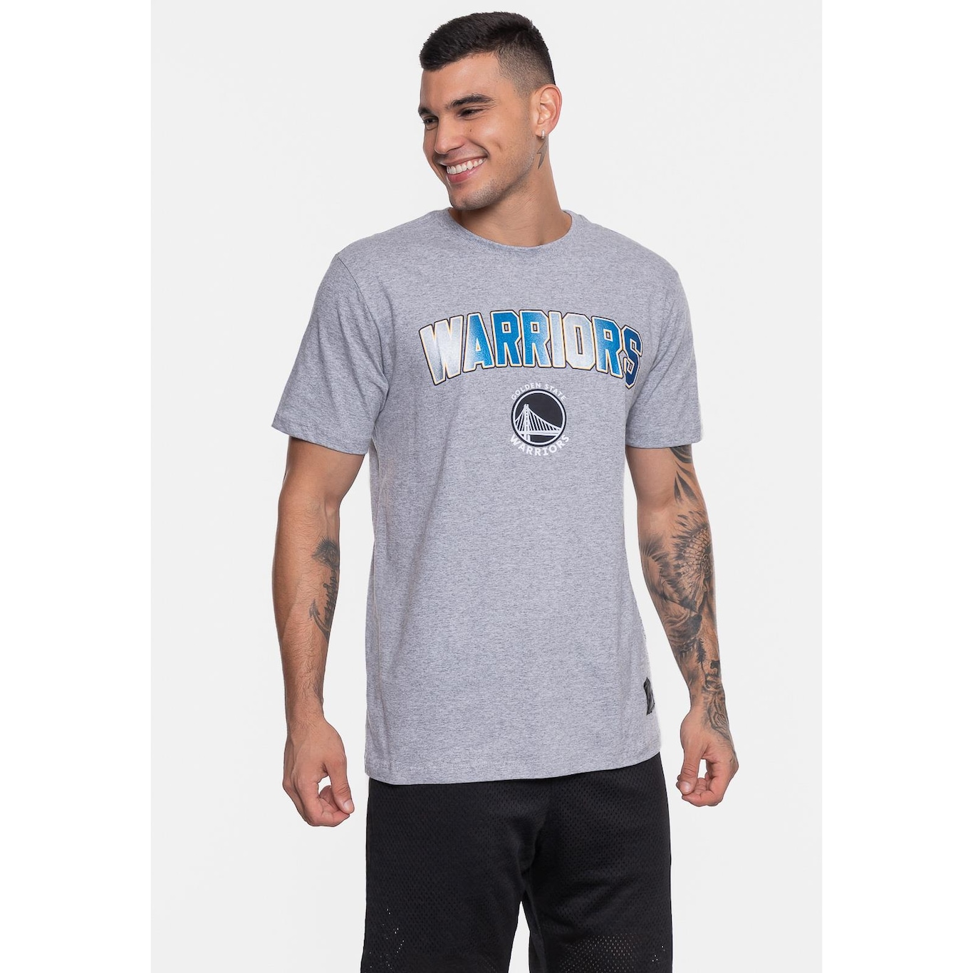 Camiseta Nba Metallic Golden State Warriors - Masculina - Foto 4