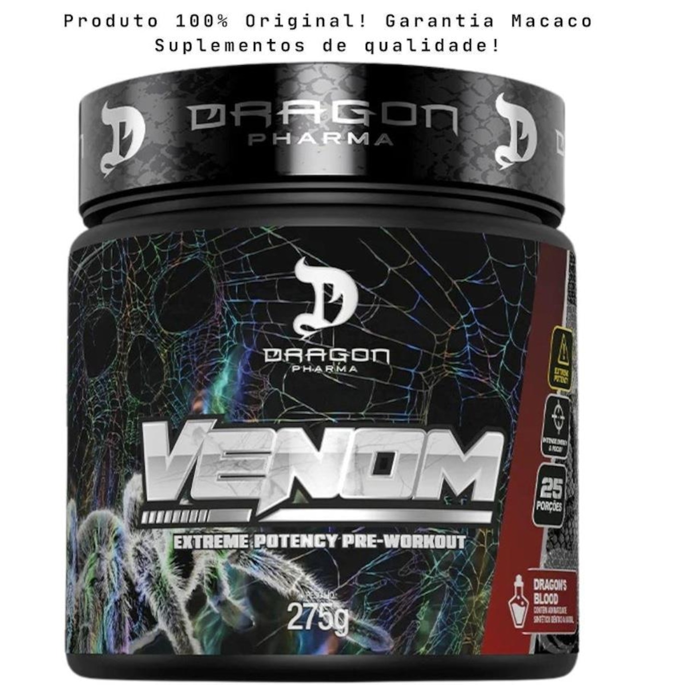 Pré Treino Venom Dragon Pharma Original Sabor Dragons Blood - Foto 2