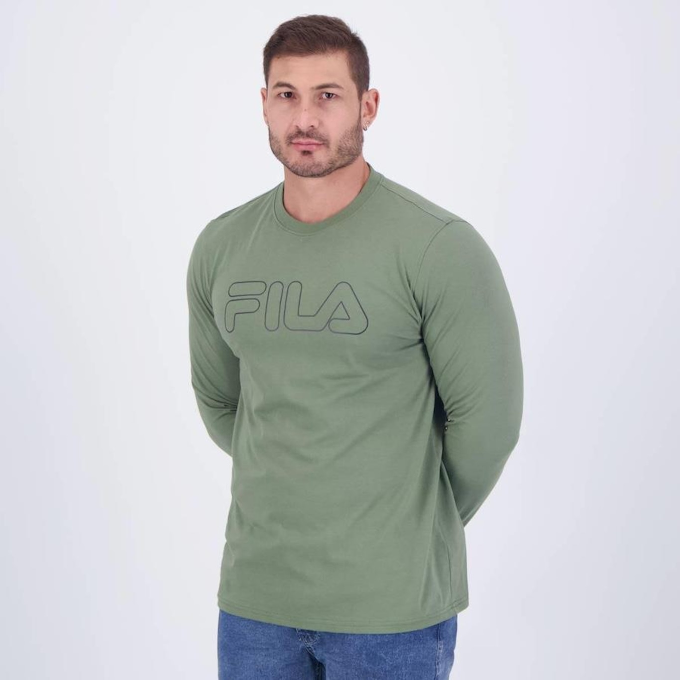 Camiseta Fila Manga Longa Letter Outline - Masculina - Foto 3