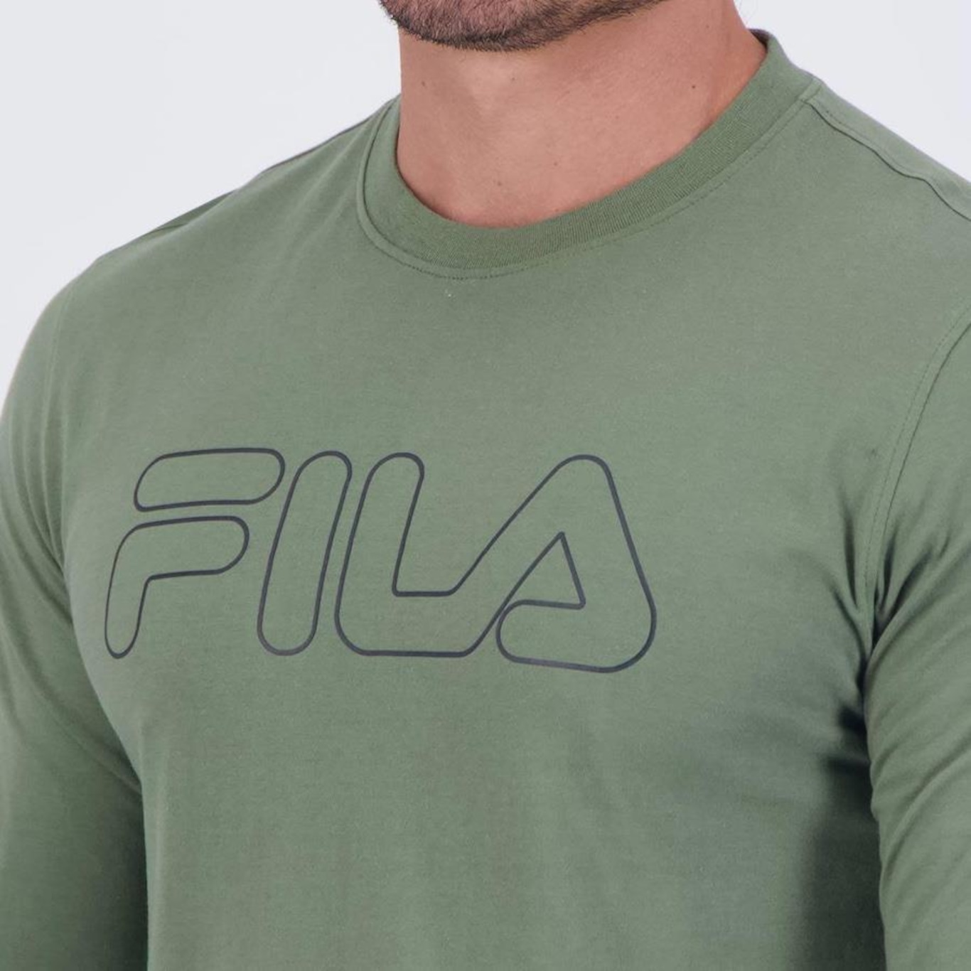 Camiseta Fila Manga Longa Letter Outline - Masculina - Foto 5