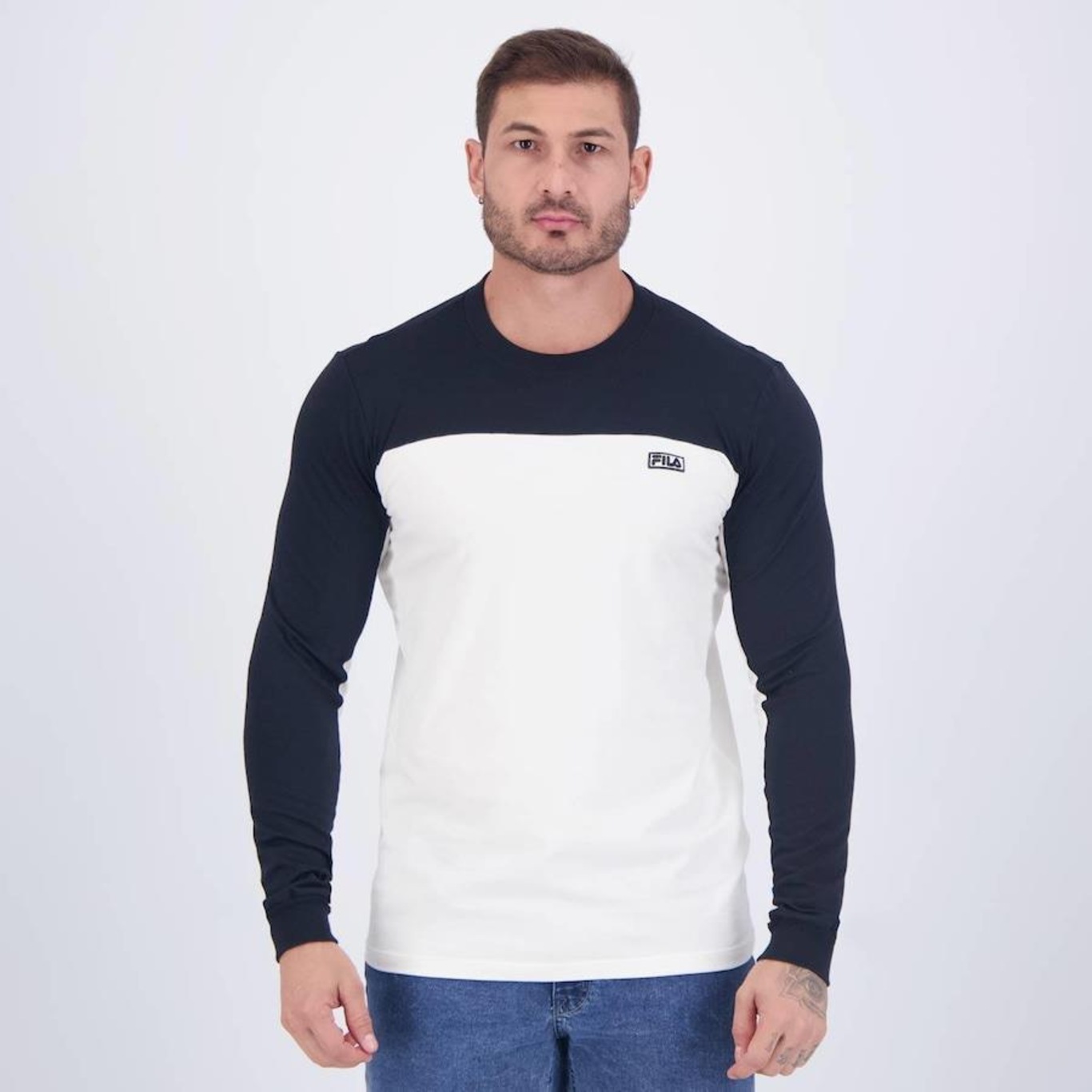 Camiseta Fila Manga Longa Ziper Outdoor - Masculina - Foto 1