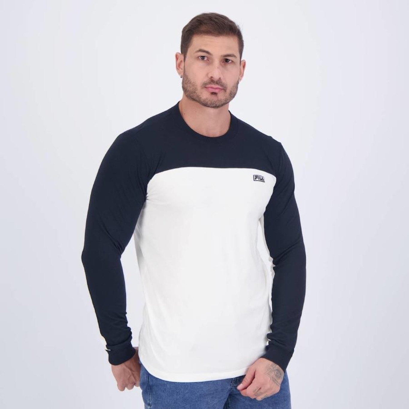 Camiseta Fila Manga Longa Ziper Outdoor - Masculina - Foto 2