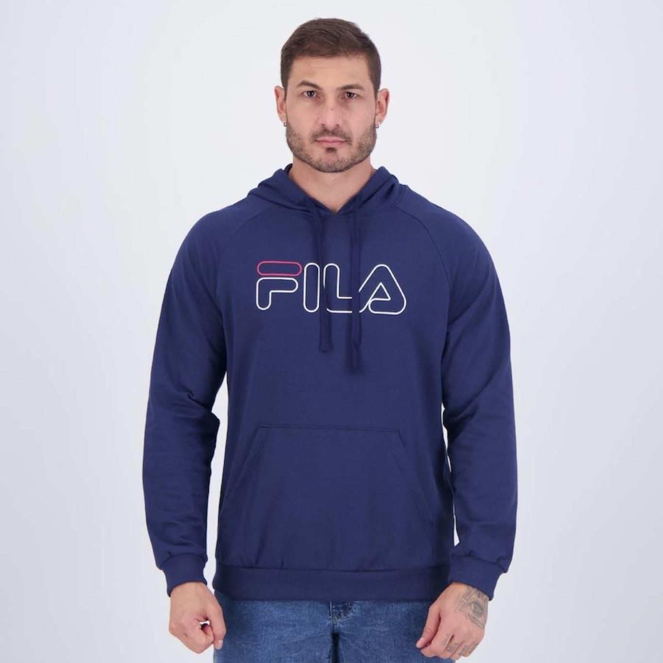 Blusão de Moletom Fila Letter Outline - Masculino - Foto 1