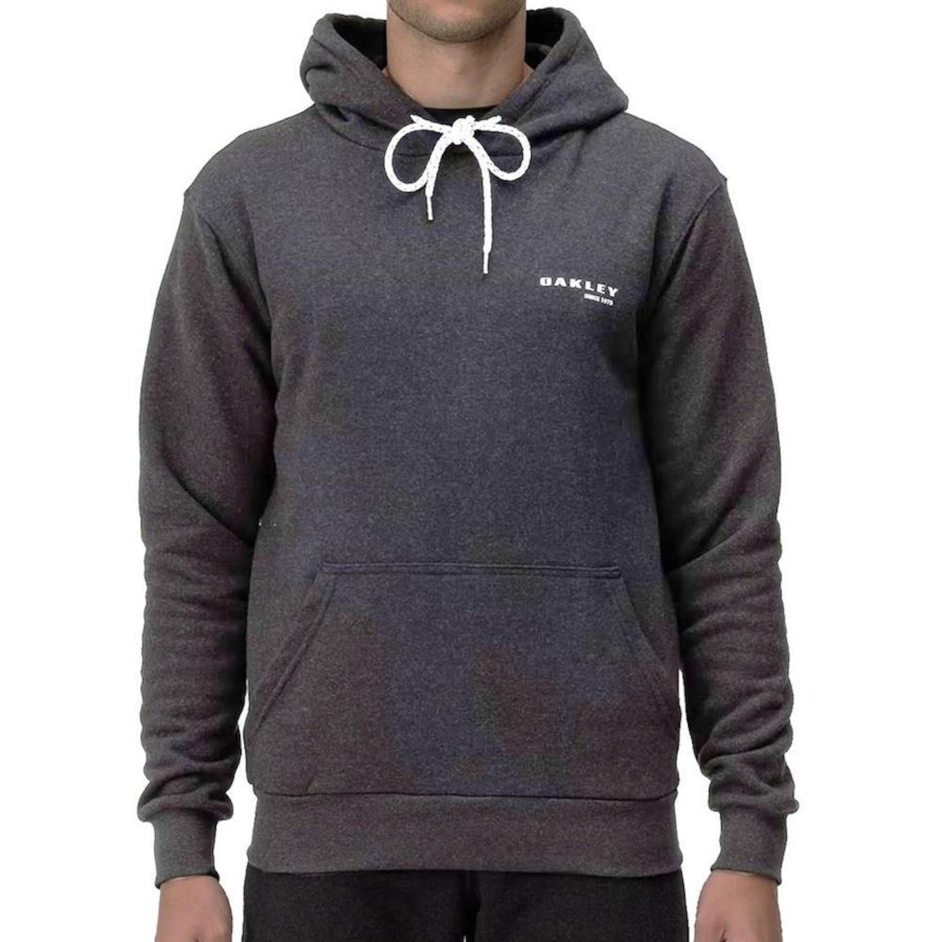 Blusão de Moletom Oakley Bunker Hoodie Athletic Heather Grey - Masculino - Foto 1