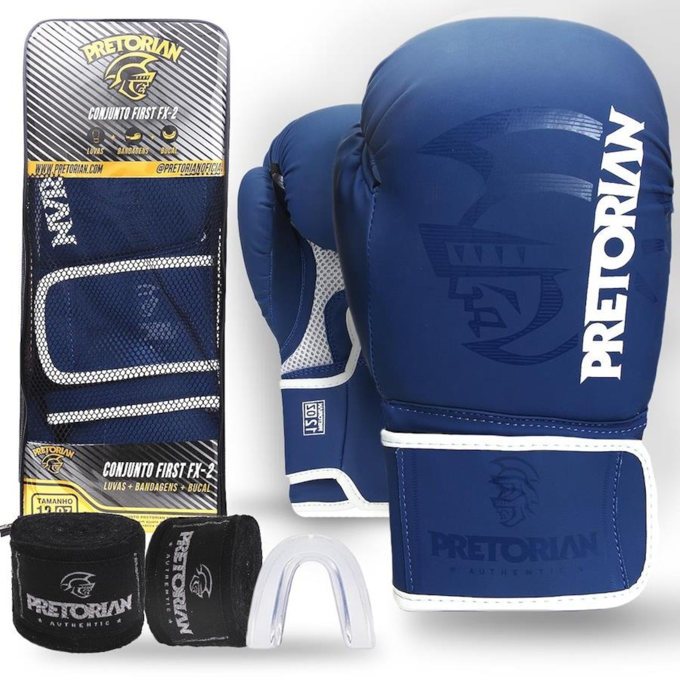 Kit Luvas de Boxe e Muay Thai Pretorian Fx2 + Bandagem + Bucal - Foto 1