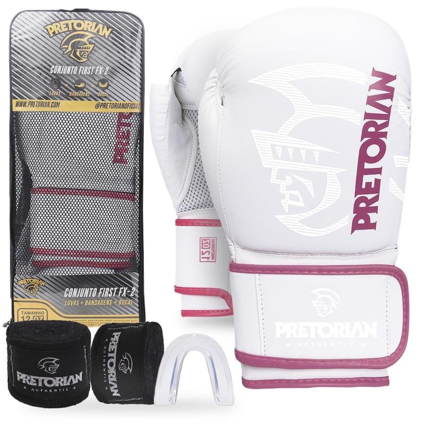 Kit Luvas de Boxe e Muay Thai Pretorian Fx2 + Bandagem + Bucal - Foto 1