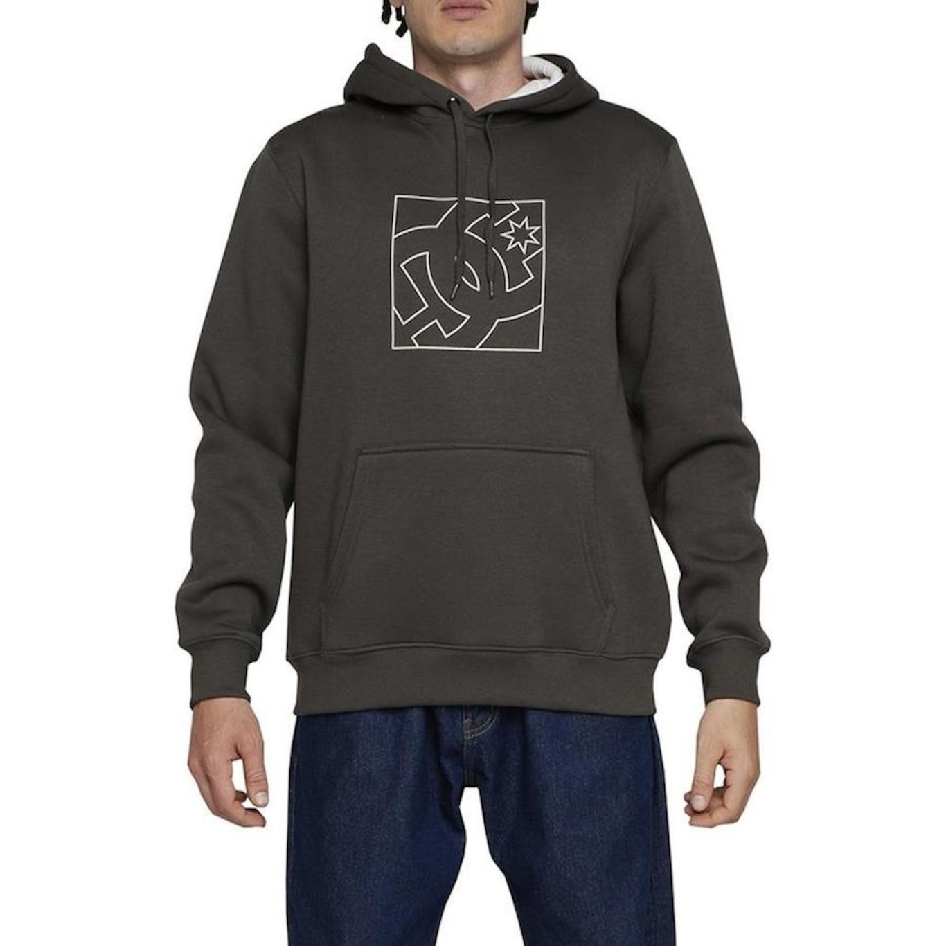 Blusão de Moletom DC Shoes Canguru Fb Outline - Masculino - Foto 1