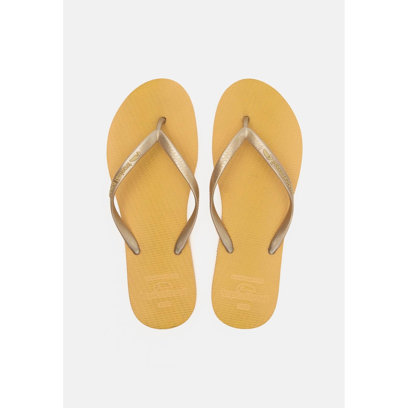 Chinelo Tropical Brasil Estampado Slim Gold Glitter - Adulto - Foto 1