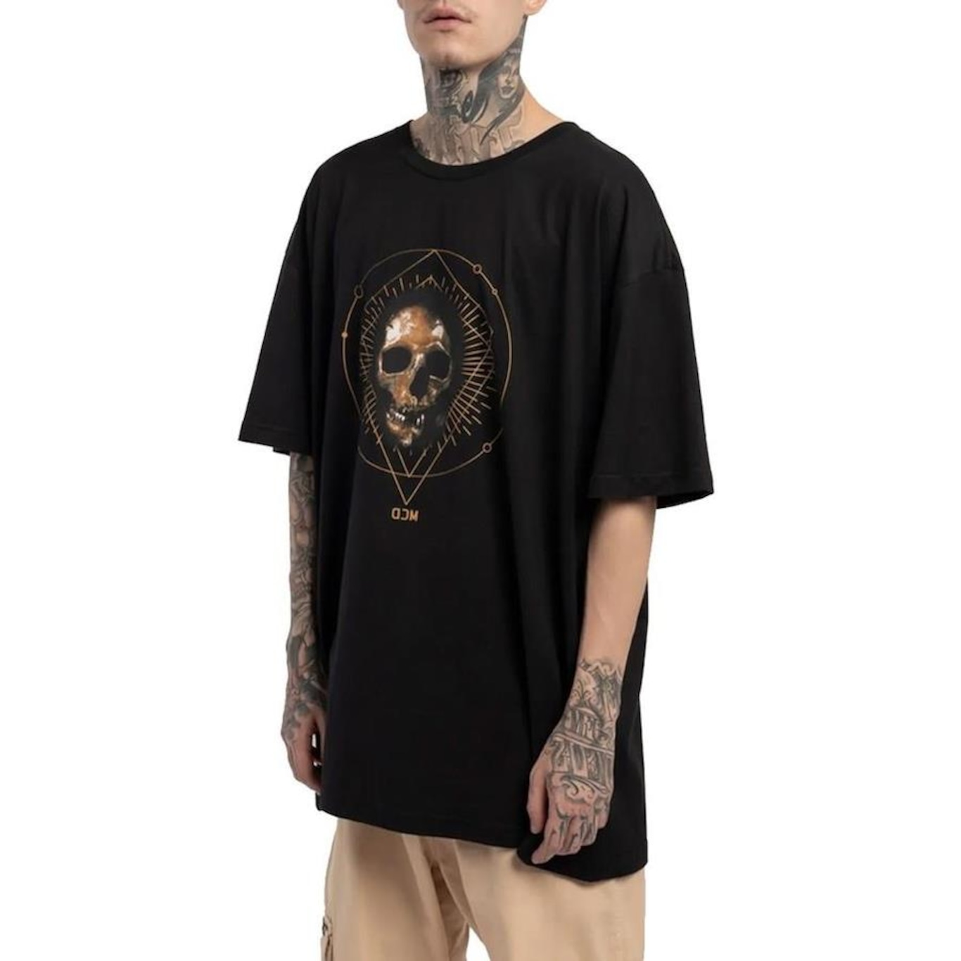 Camiseta Mcd Oversized Caveira Dourada - Masculina - Foto 1