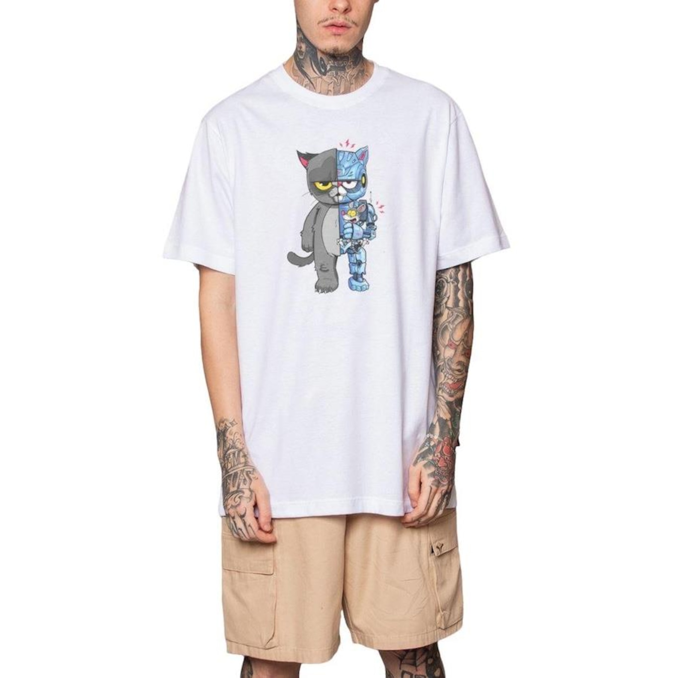 Camiseta Vextor Robot Cat - Masculina - Foto 1