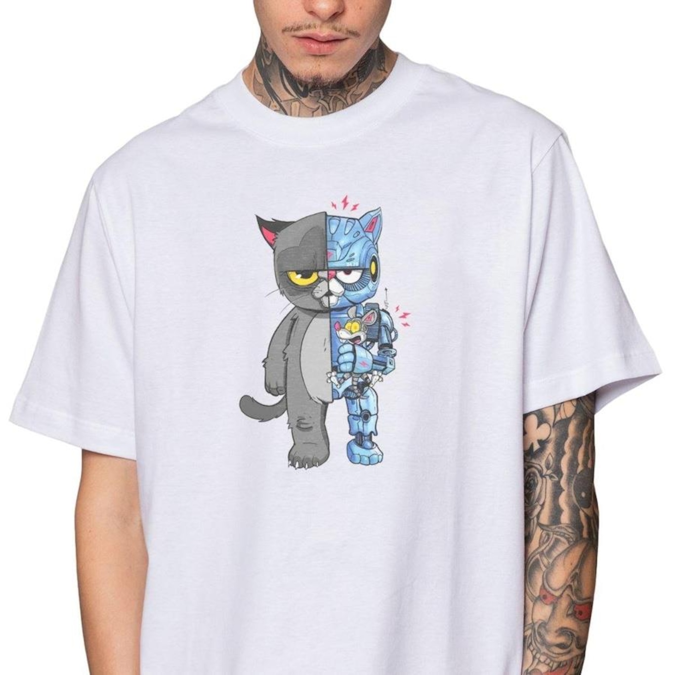 Camiseta Vextor Robot Cat - Masculina - Foto 2