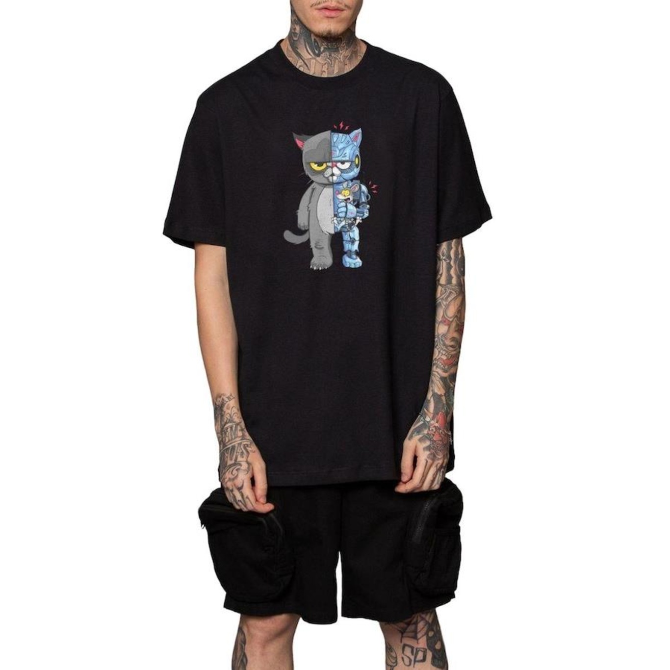 Camiseta Vextor Robot Cat - Masculina - Foto 1