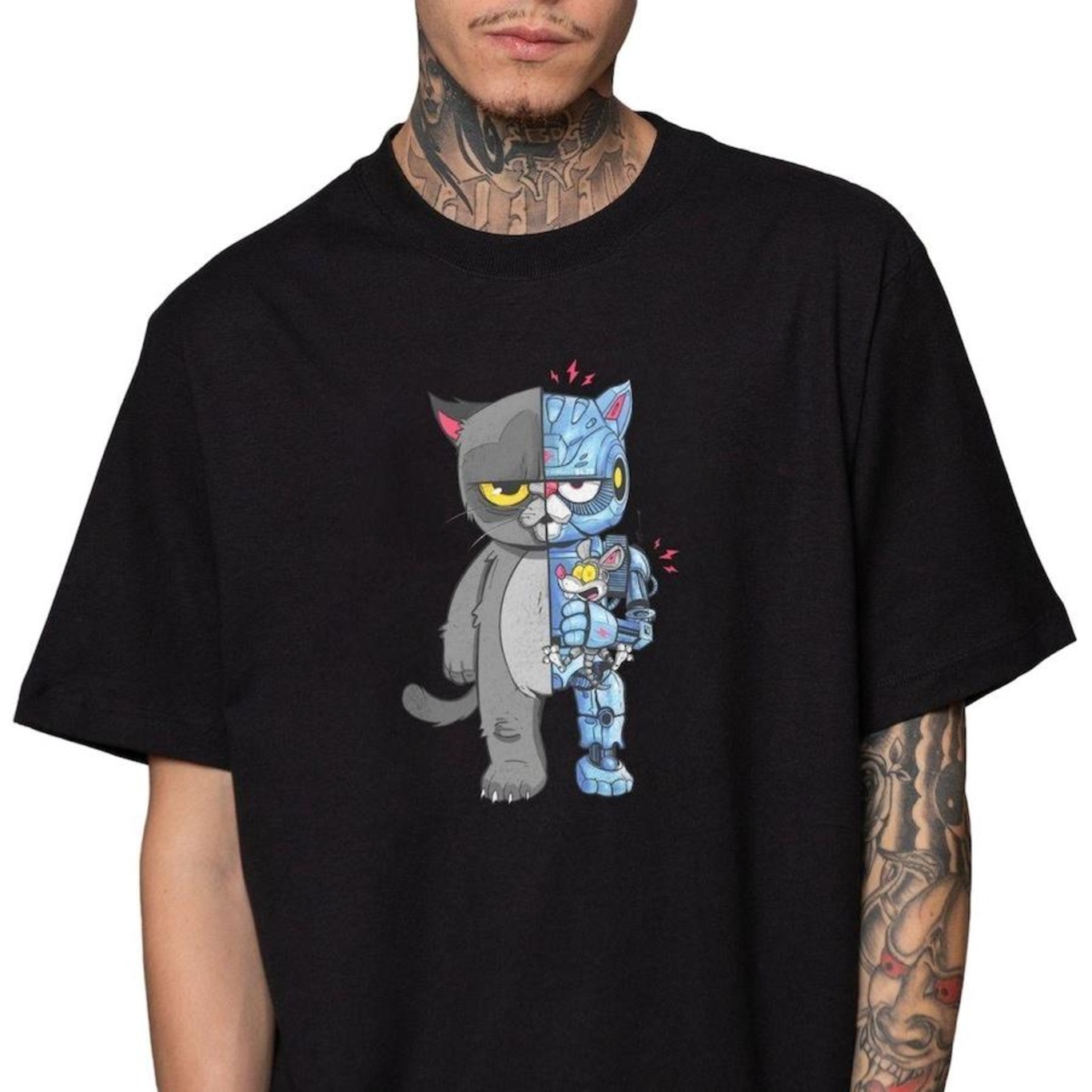 Camiseta Vextor Robot Cat - Masculina - Foto 2