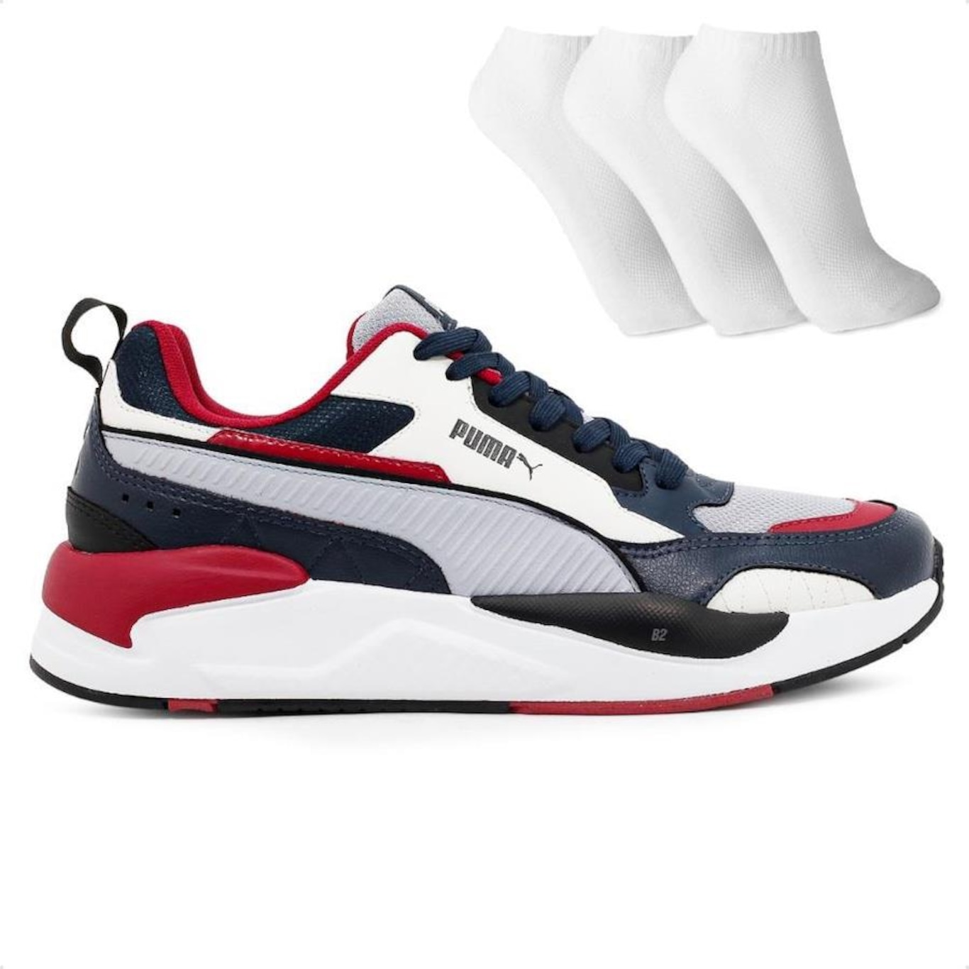 Kit Tênis Puma X-Ray 2 Game Square Bdp + 3 Pares de Meias - Masculino - Foto 1