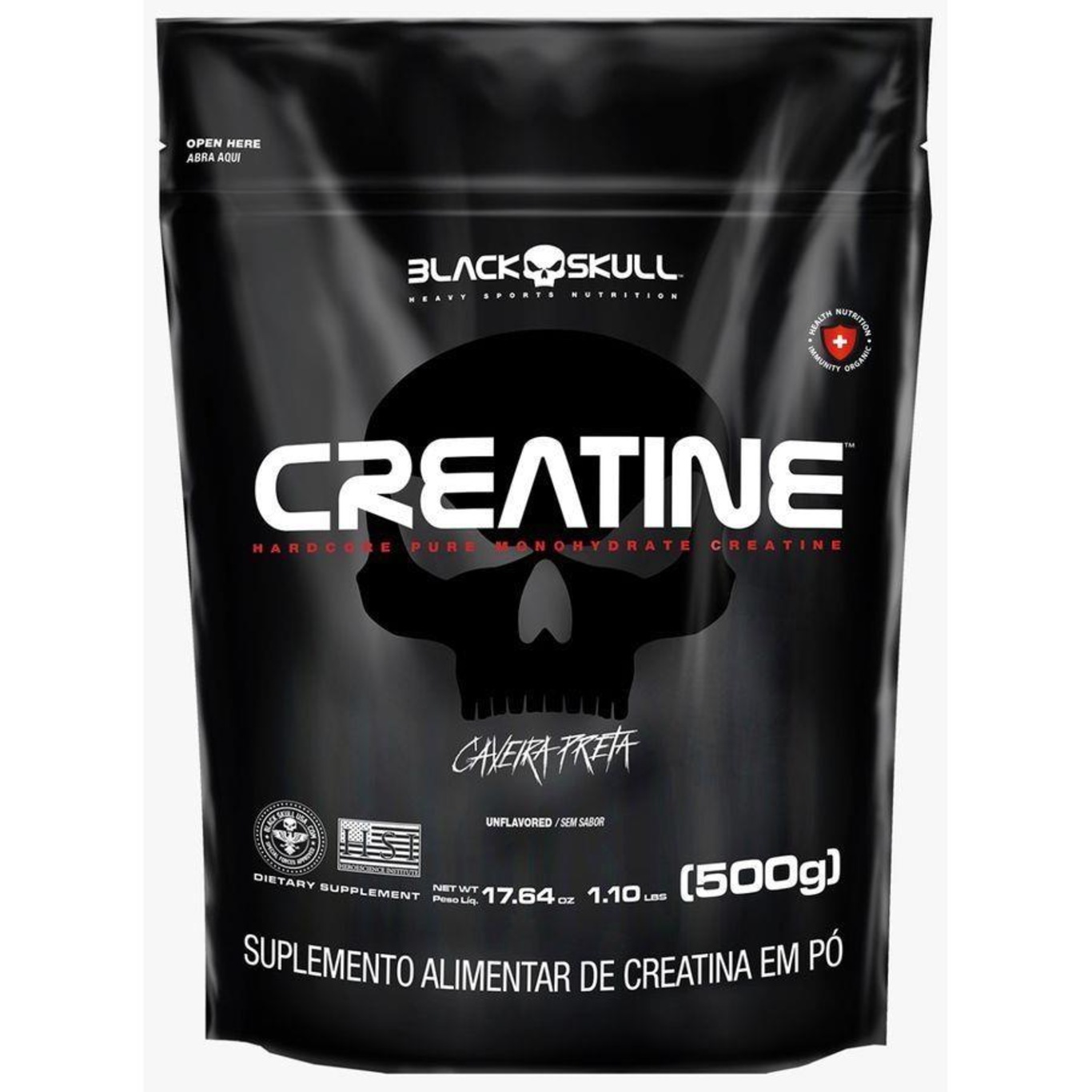 Creatine - Creatina Monohidratada - Refil 500G - Caveira Preta - Foto 1