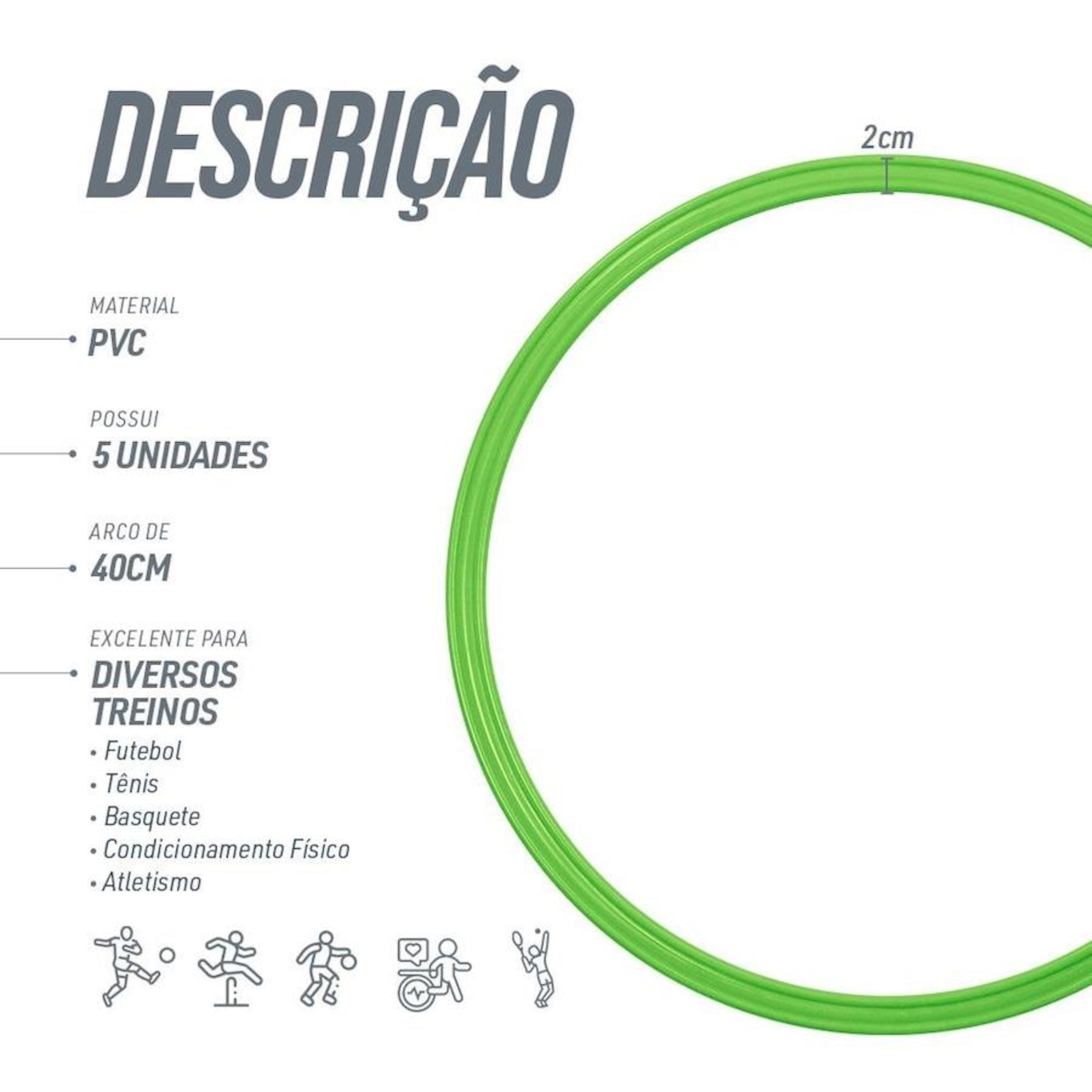 Argola de Agilidade Pista e Campo 40cm - 5 unidades - Foto 4