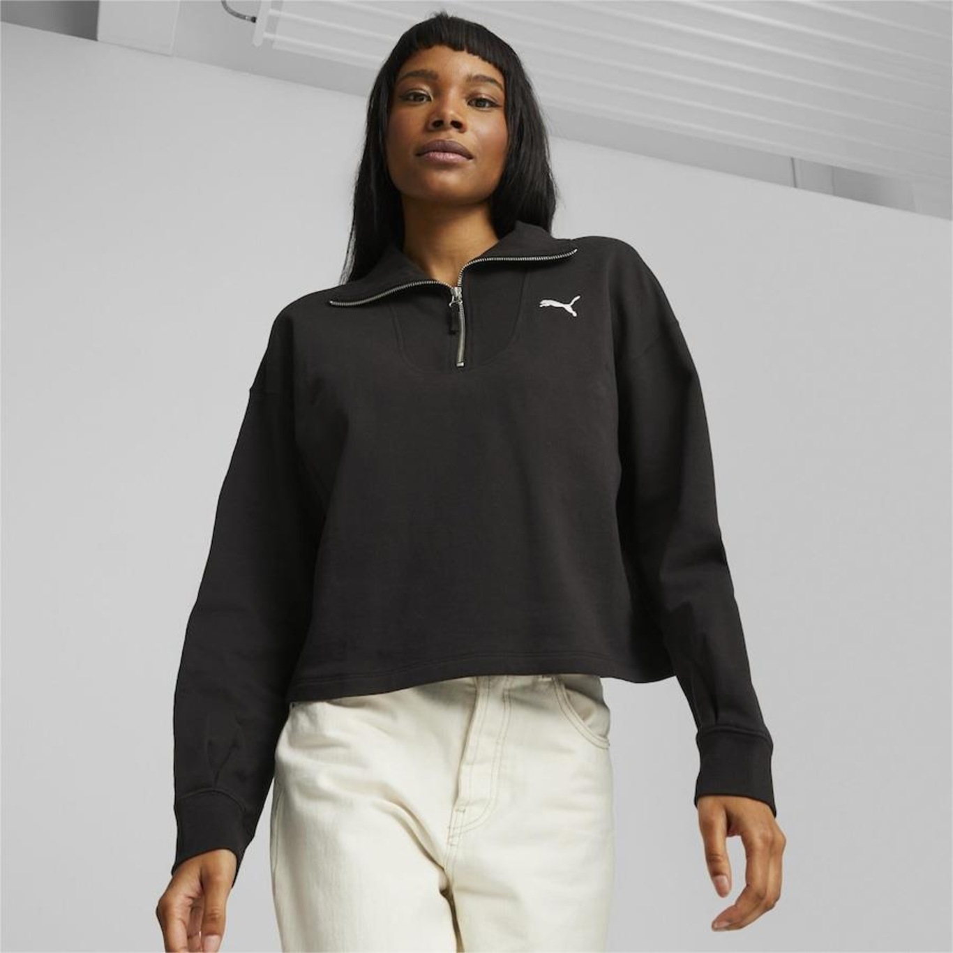 Blusão de Moletom Puma Her High-Neck Half-Zip - Feminino - Foto 3